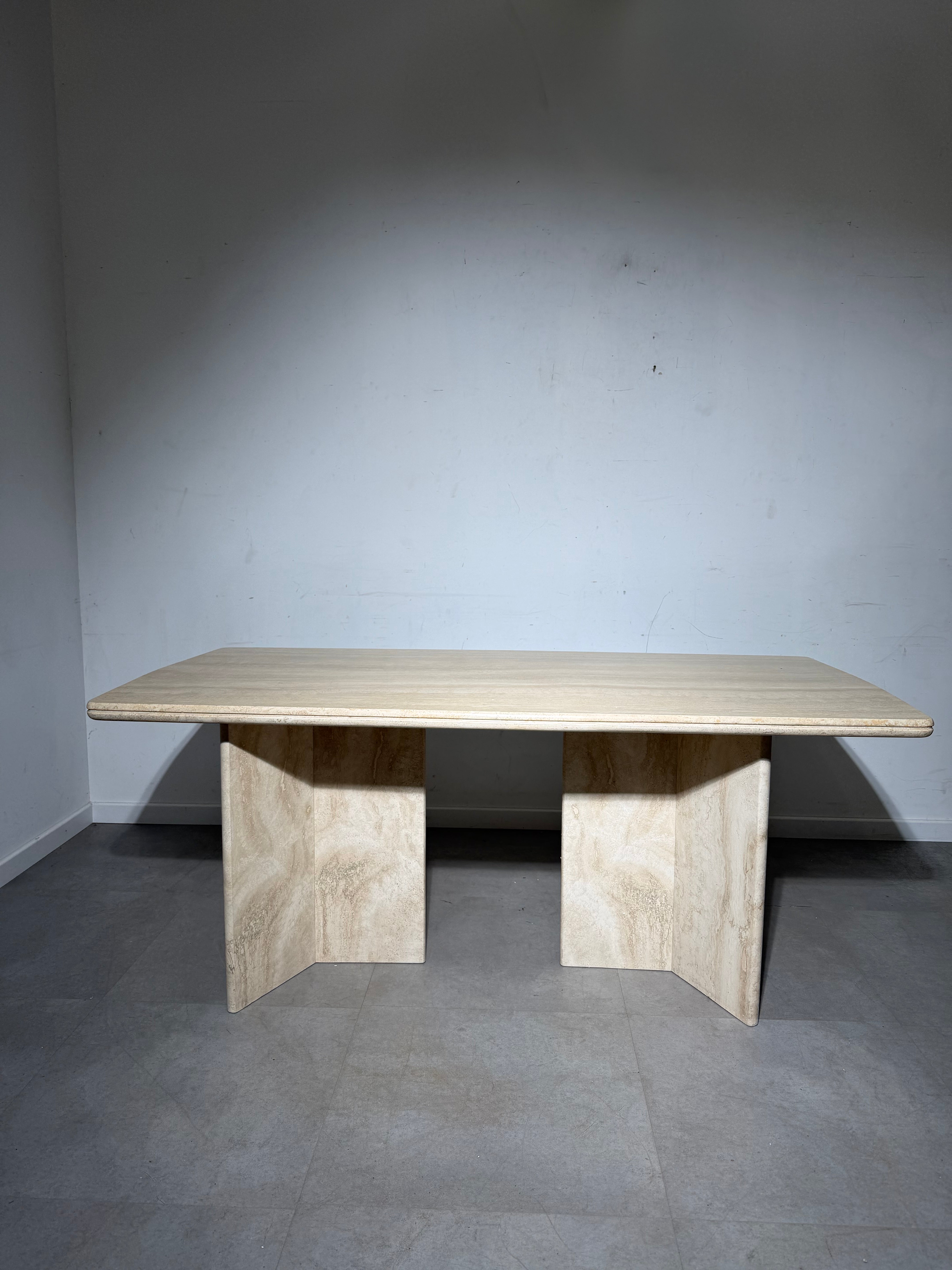 Rectangular Travertine Dining Table — 180 x 90 cm