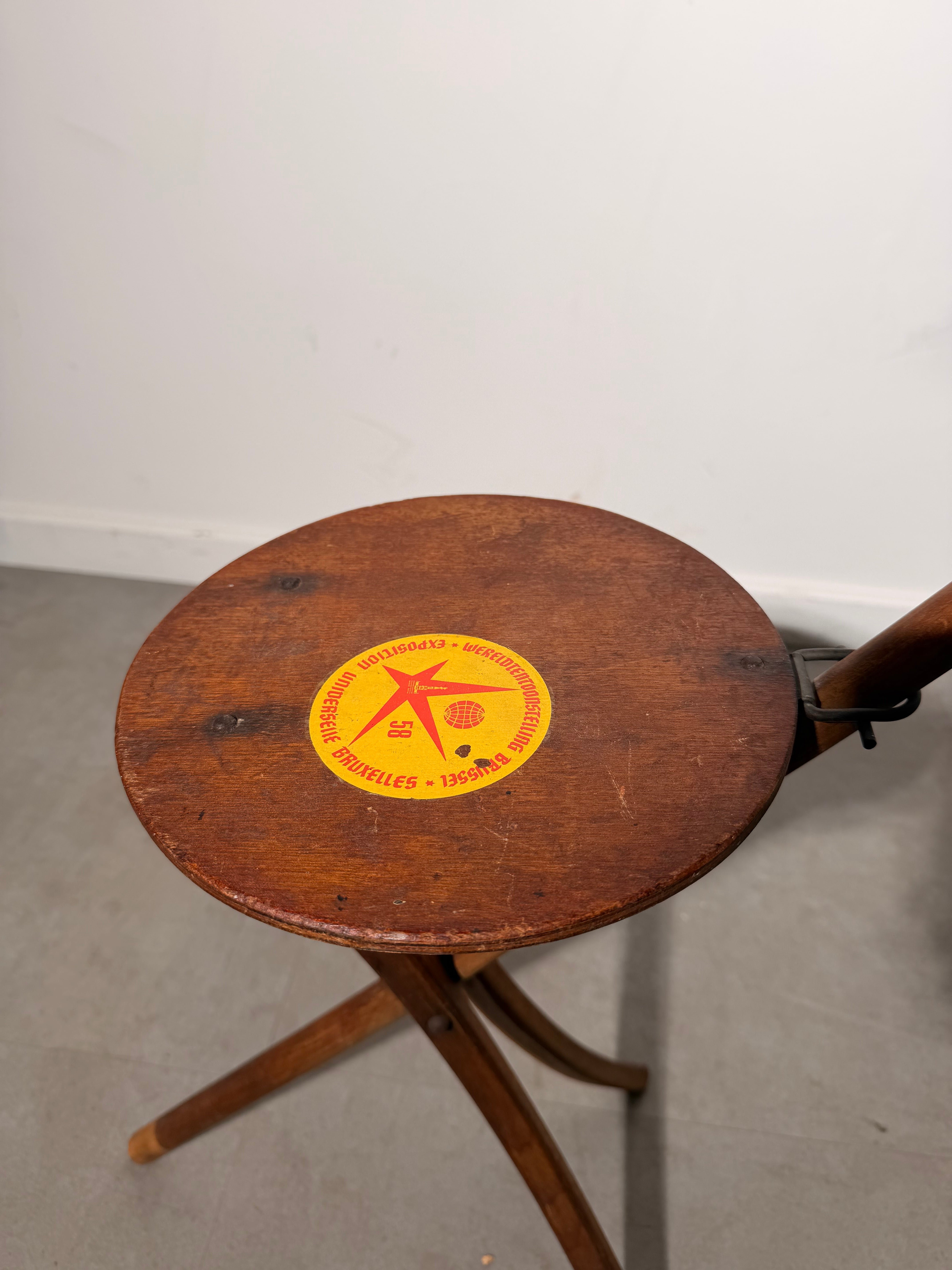 Original Expo 58 Wooden Folding Walking Stick Seat