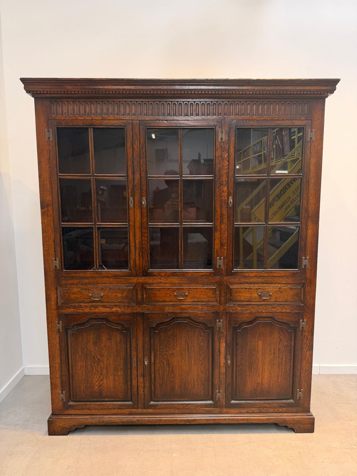 Antique Oak Display Cabinet Old & New England