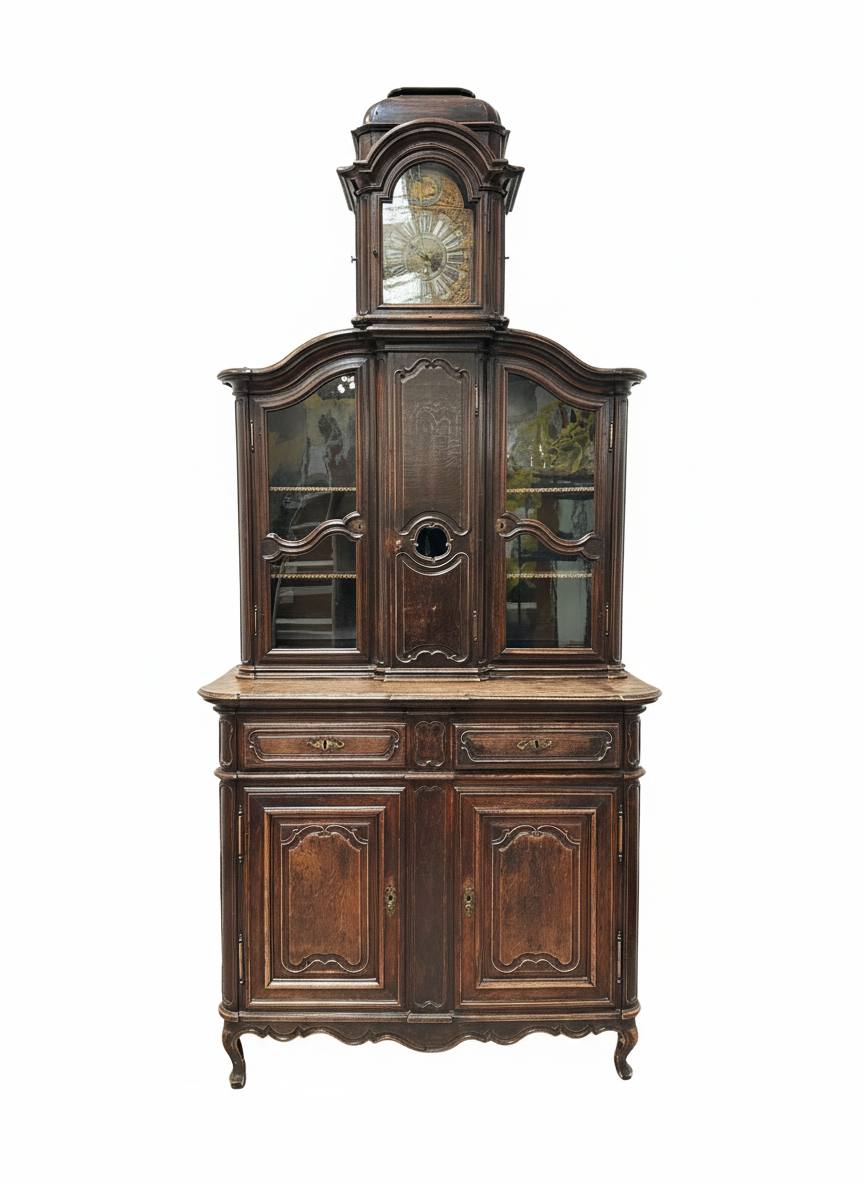 Antique French Cabinet With Clock