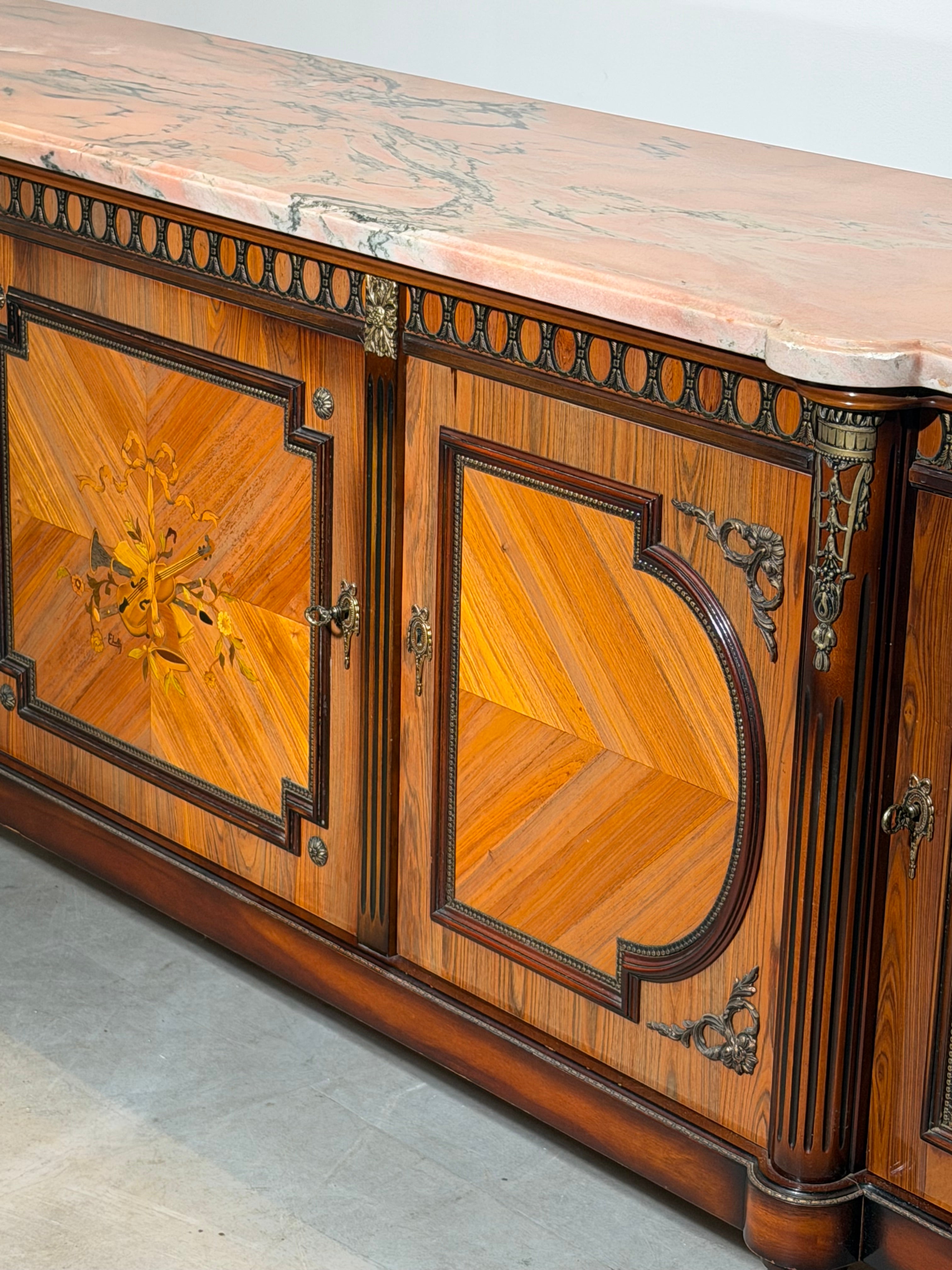JP Ehalt Louis XVI Style Sideboard with Pink Marble Top