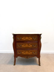 French Louis XV Style Marquetry Commode with Marble Top