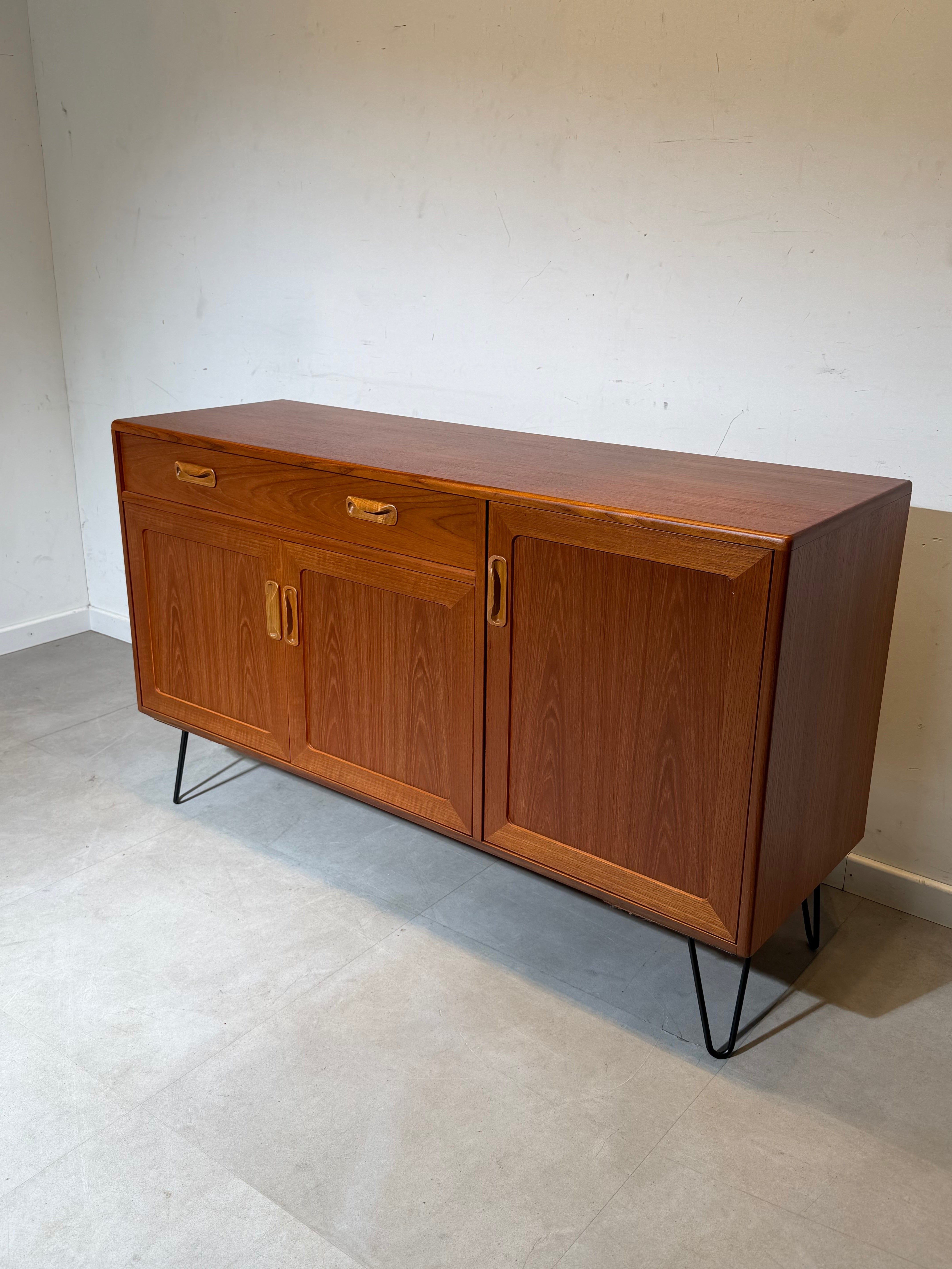 G-Plan Teak Sideboard with Hairpin Legs – 3 Doors and 1 Drawer Mid-Century Modern