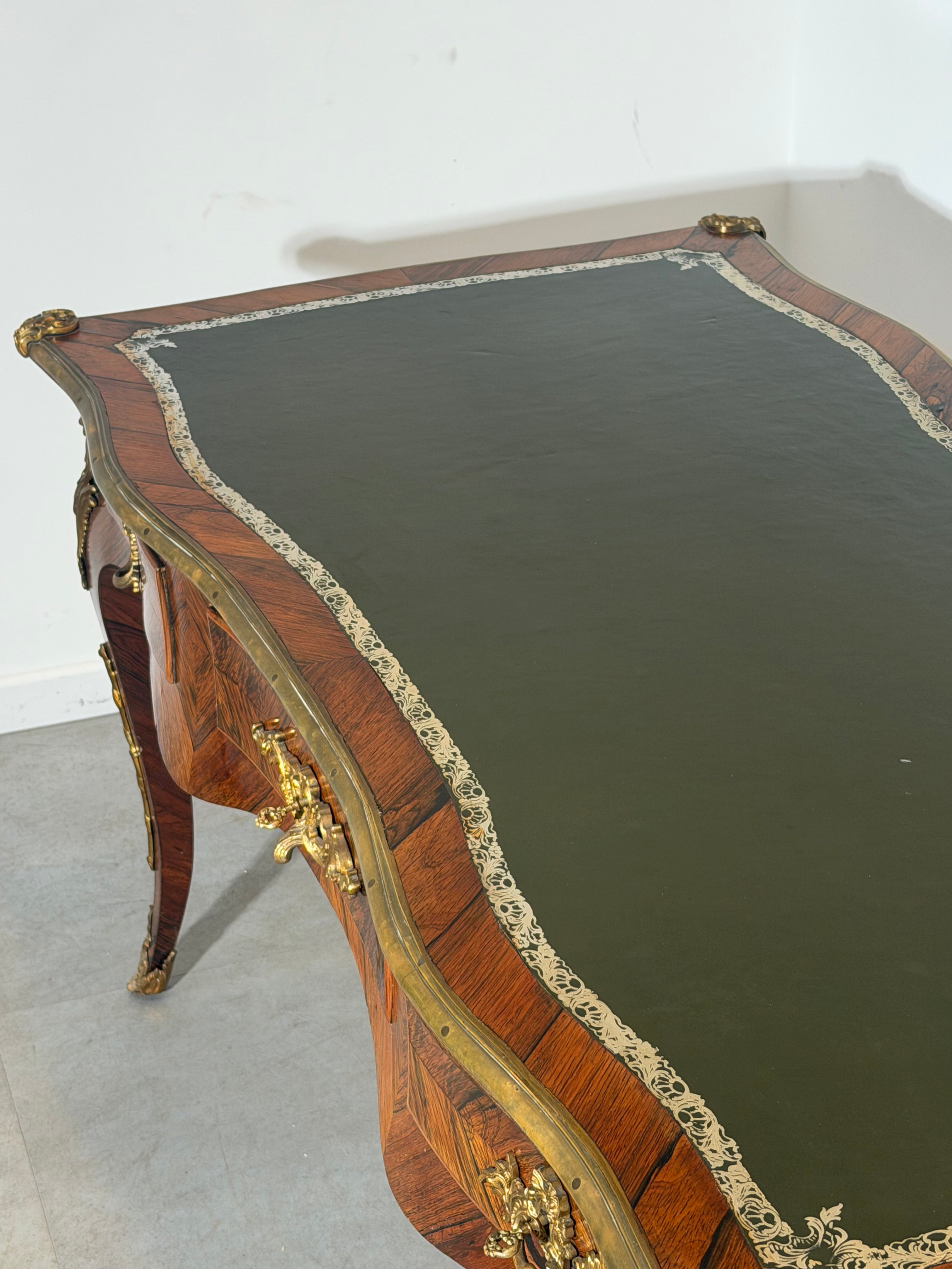 French Louis XV Style Rosewood Bureau Plat Writing Desk