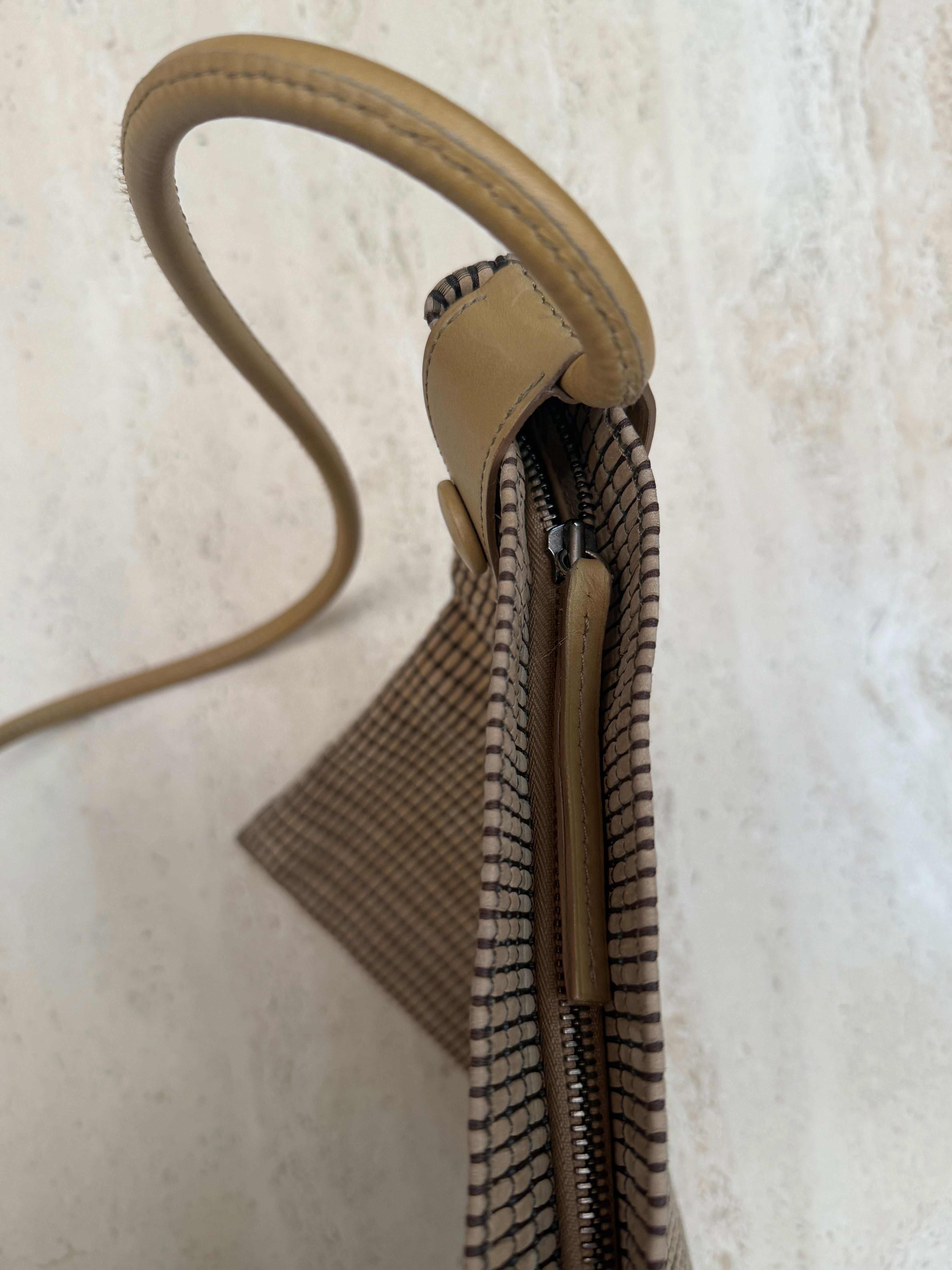 Delvaux Toile de Cuir Crossbody Bag Beige – 34 x 34 cm