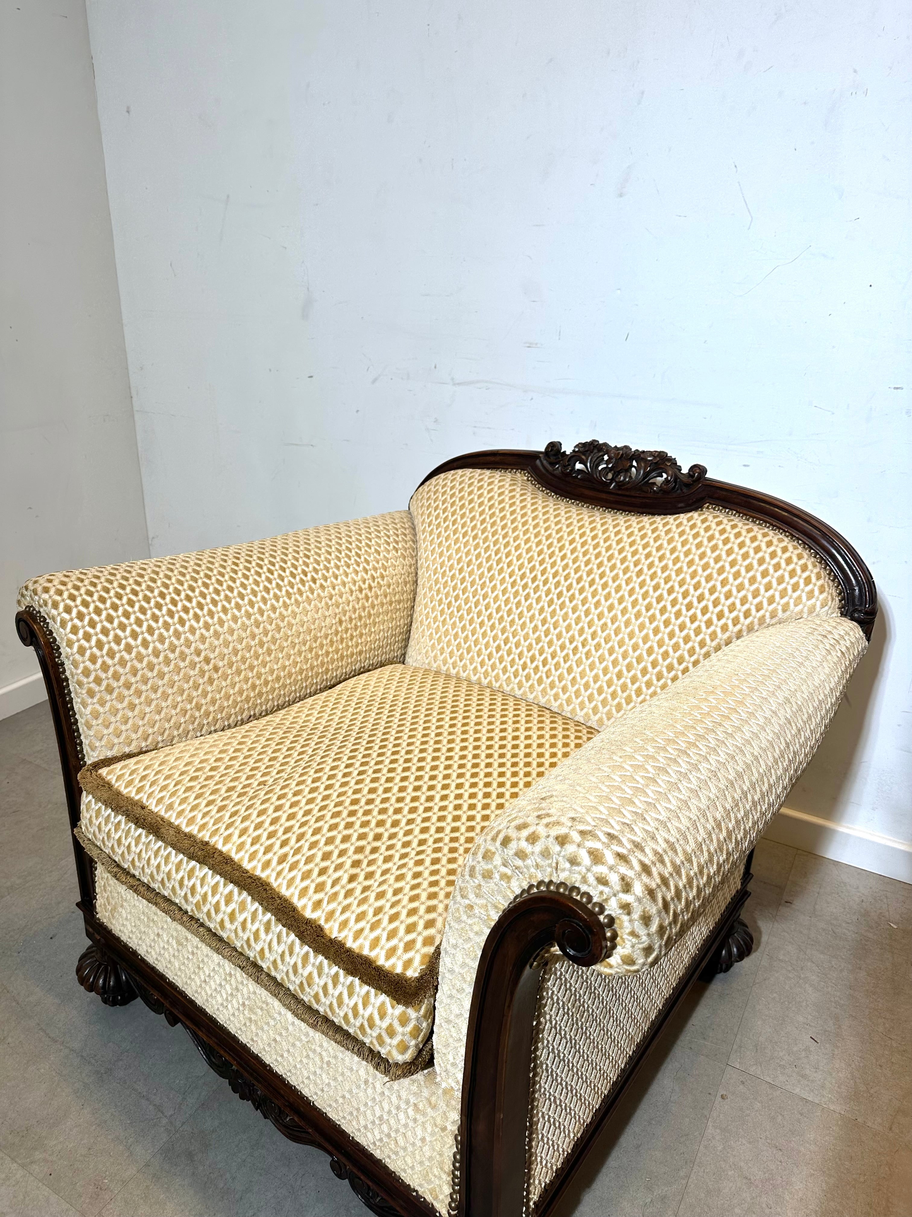 Antique Carved Mahogany Armchair