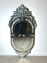 Venetian style etched mirror with floral décor Mirah