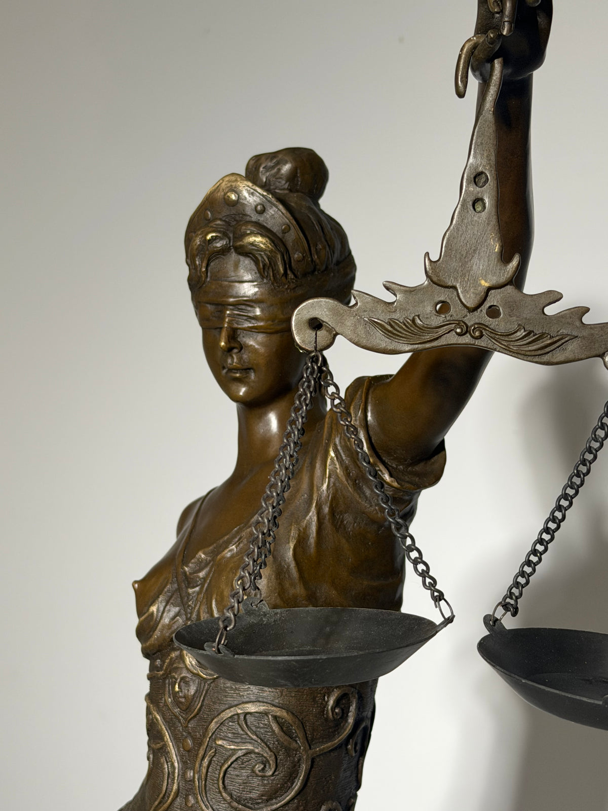 Large Bronze Lady Justice Statue on Marble Base – Signed “Mayer” – 100 cm
