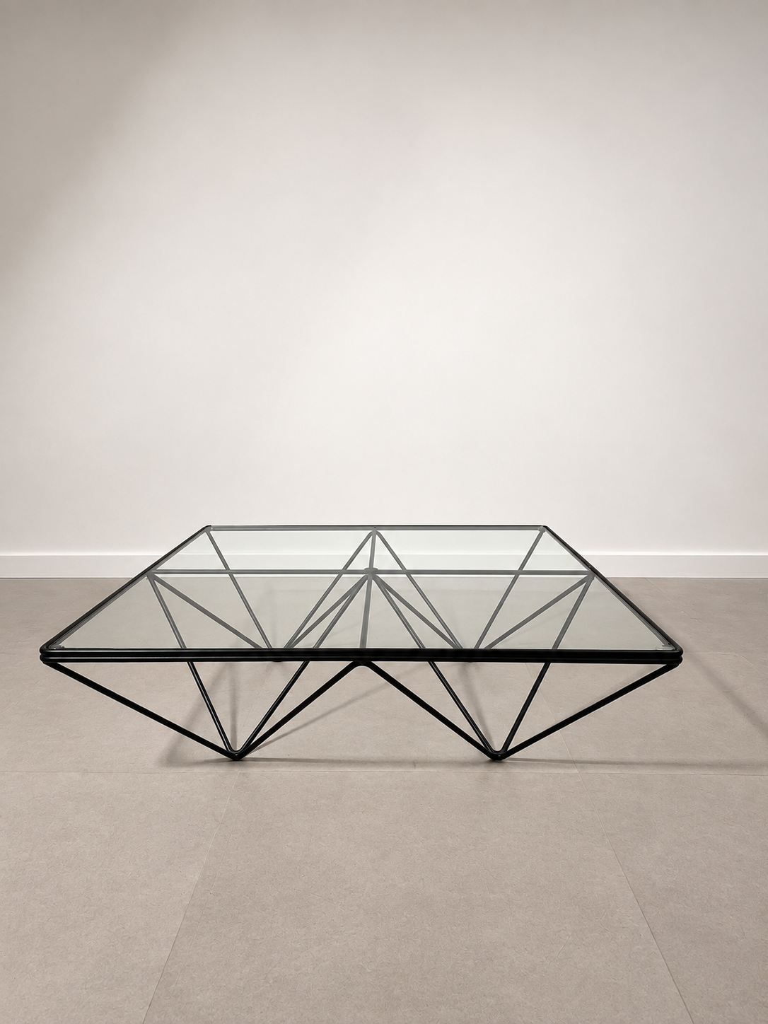 Paolo Piva Geometric Glass & Black Metal Coffee Table