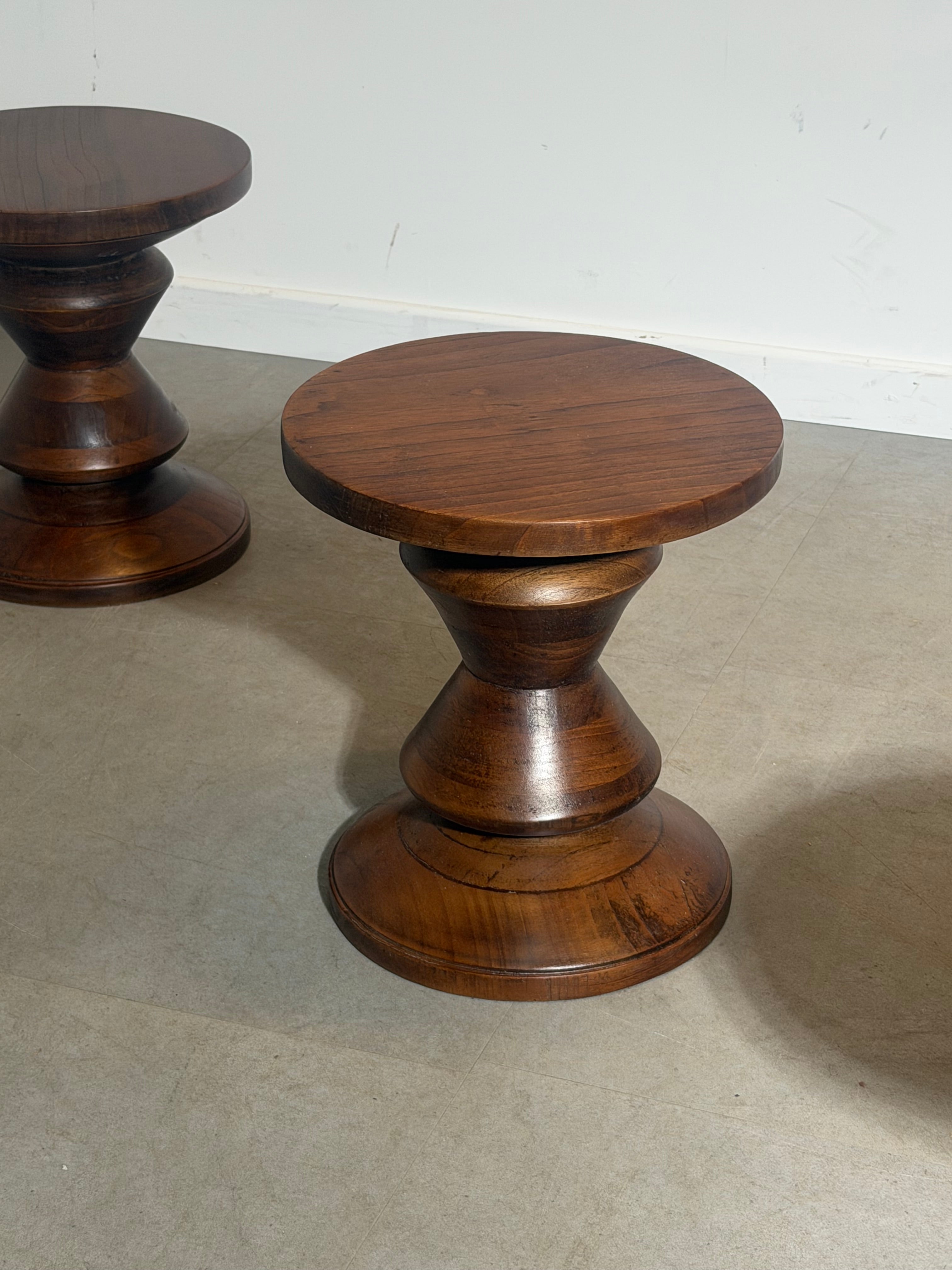 Conical Mahogany Stools – Sculptural Design
