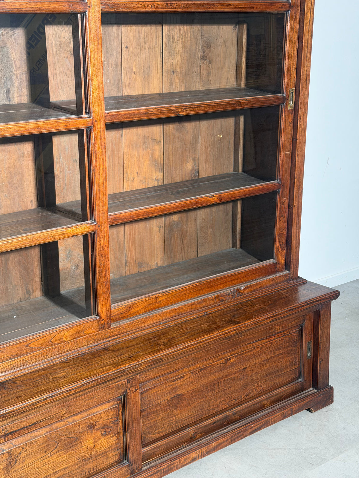 Teak Sliding Door Display Cabinet