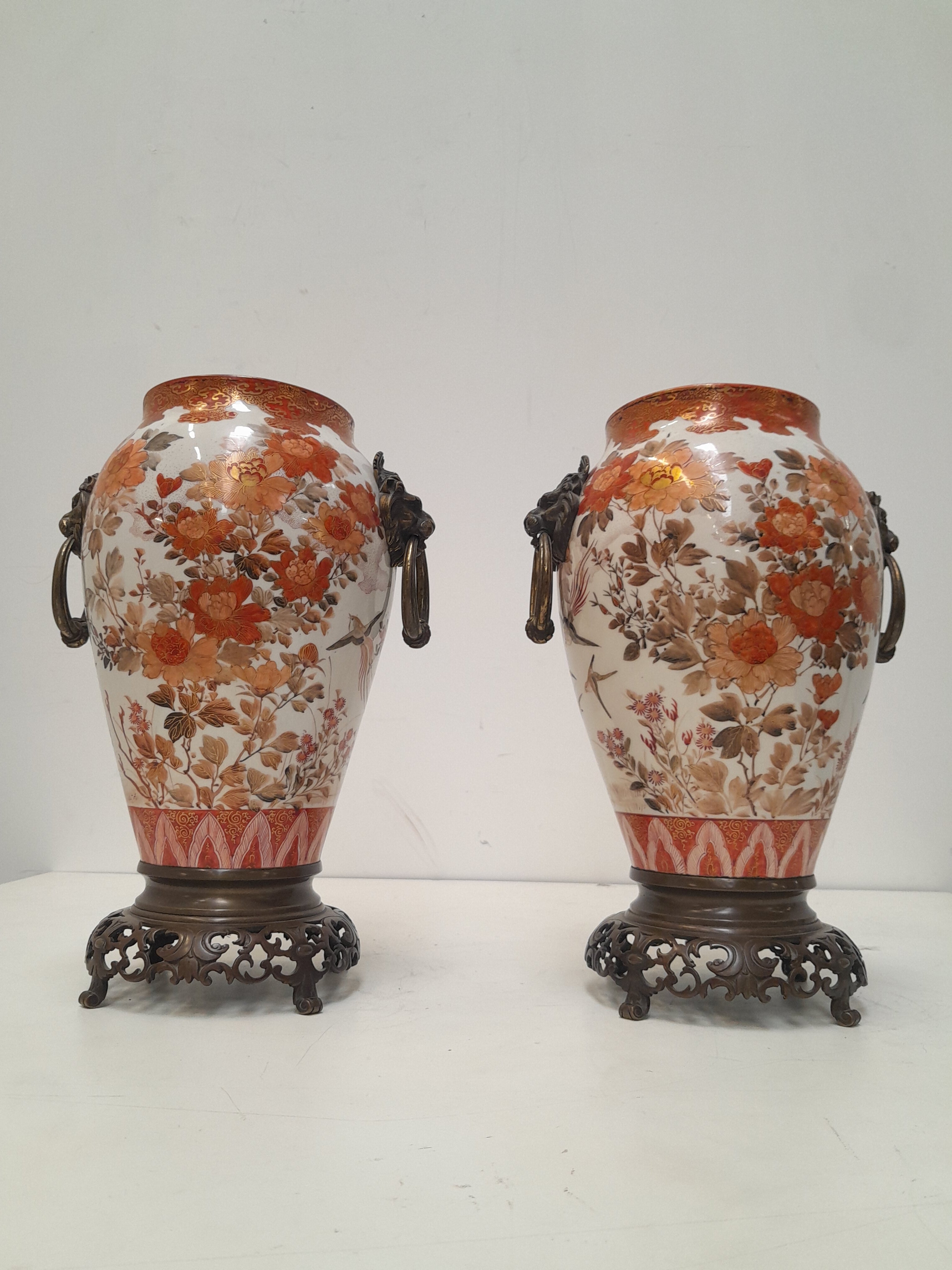 Pair of antique Kutani vases