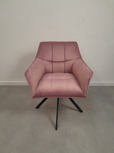 Pink velours rotatable armchair
