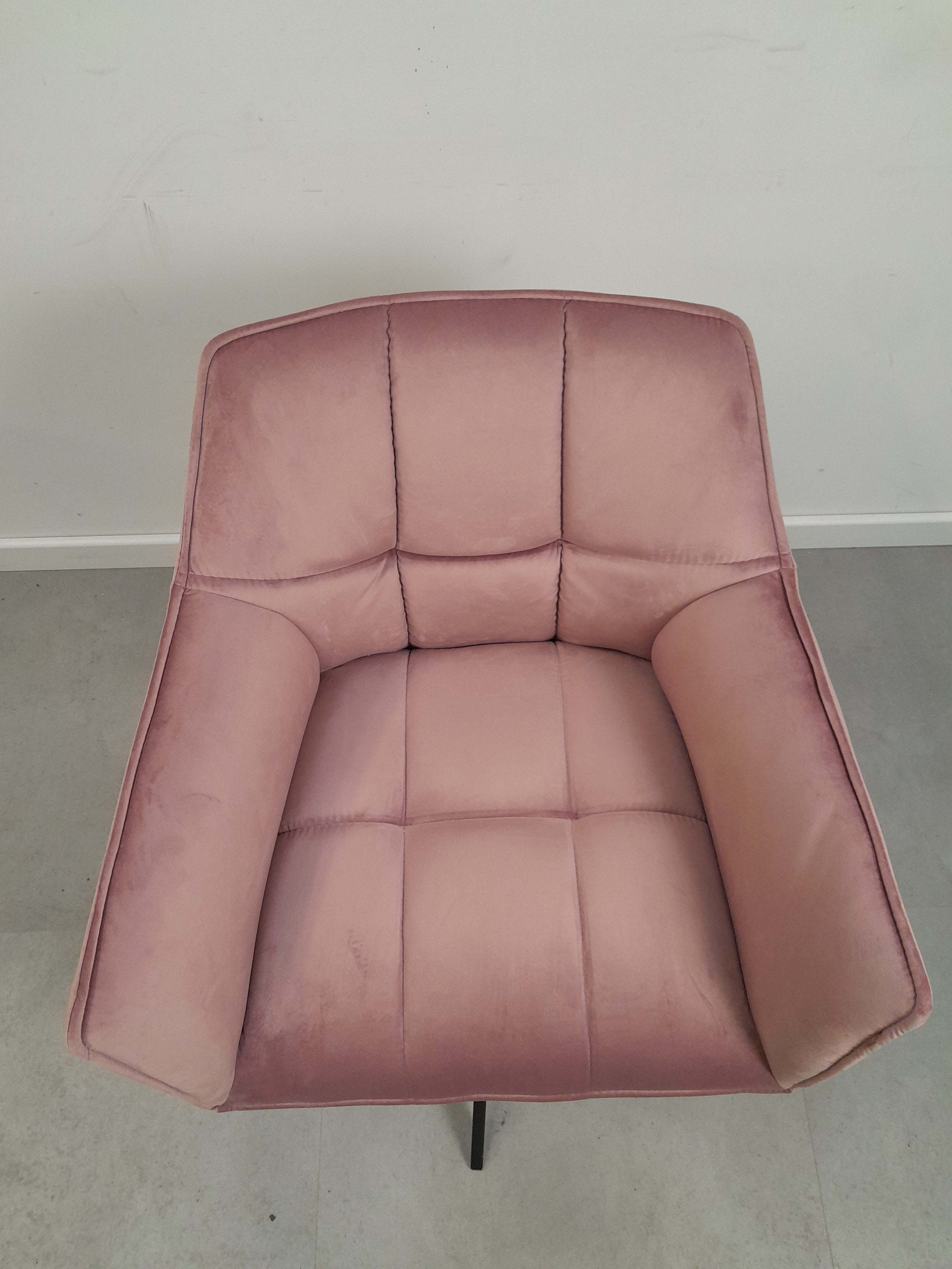 Pink velours rotatable armchair