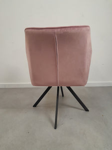Pink velours rotatable armchair