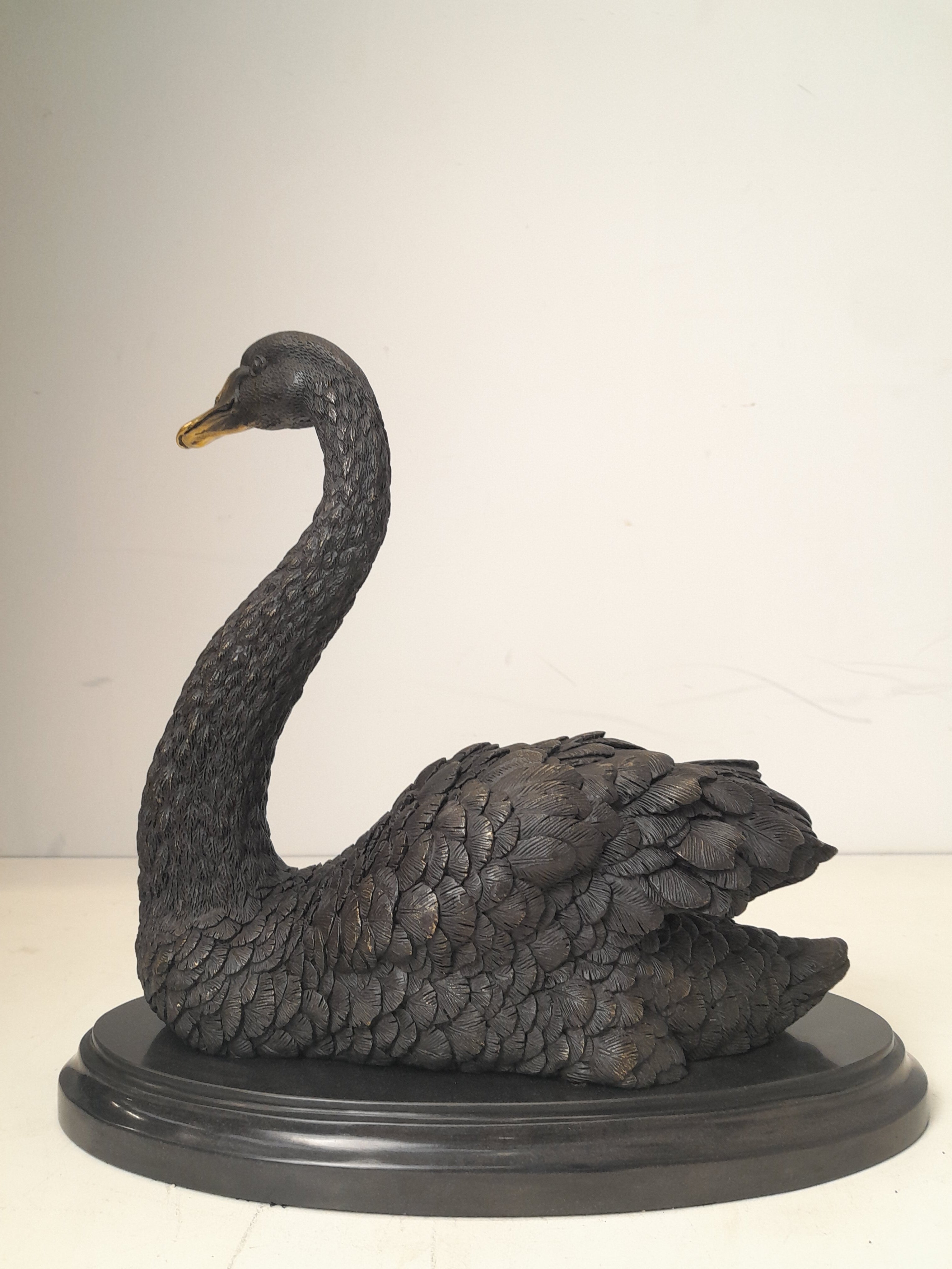 Bronze Swan on marble foot