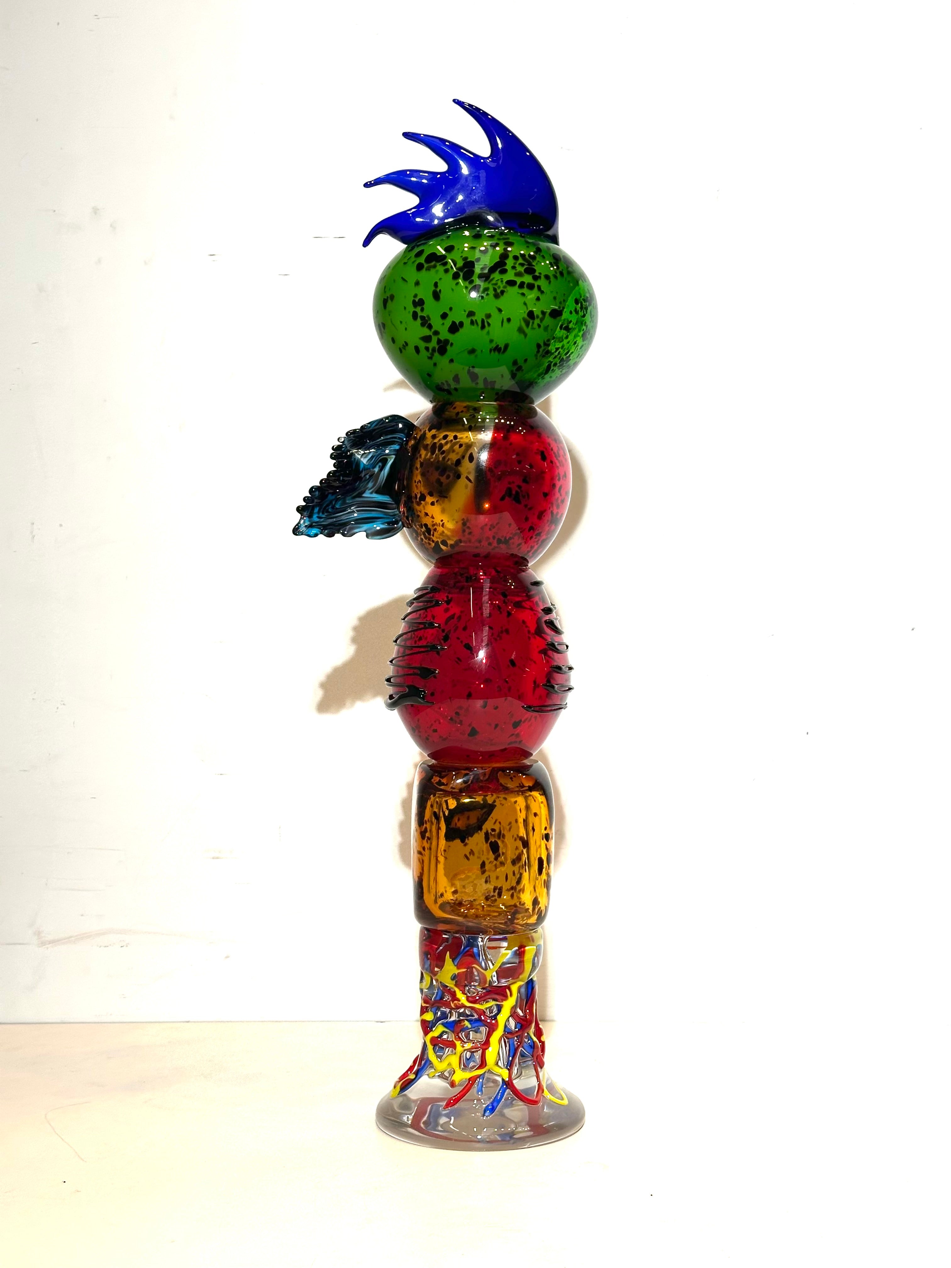 Sculpture totem en verre de Murano