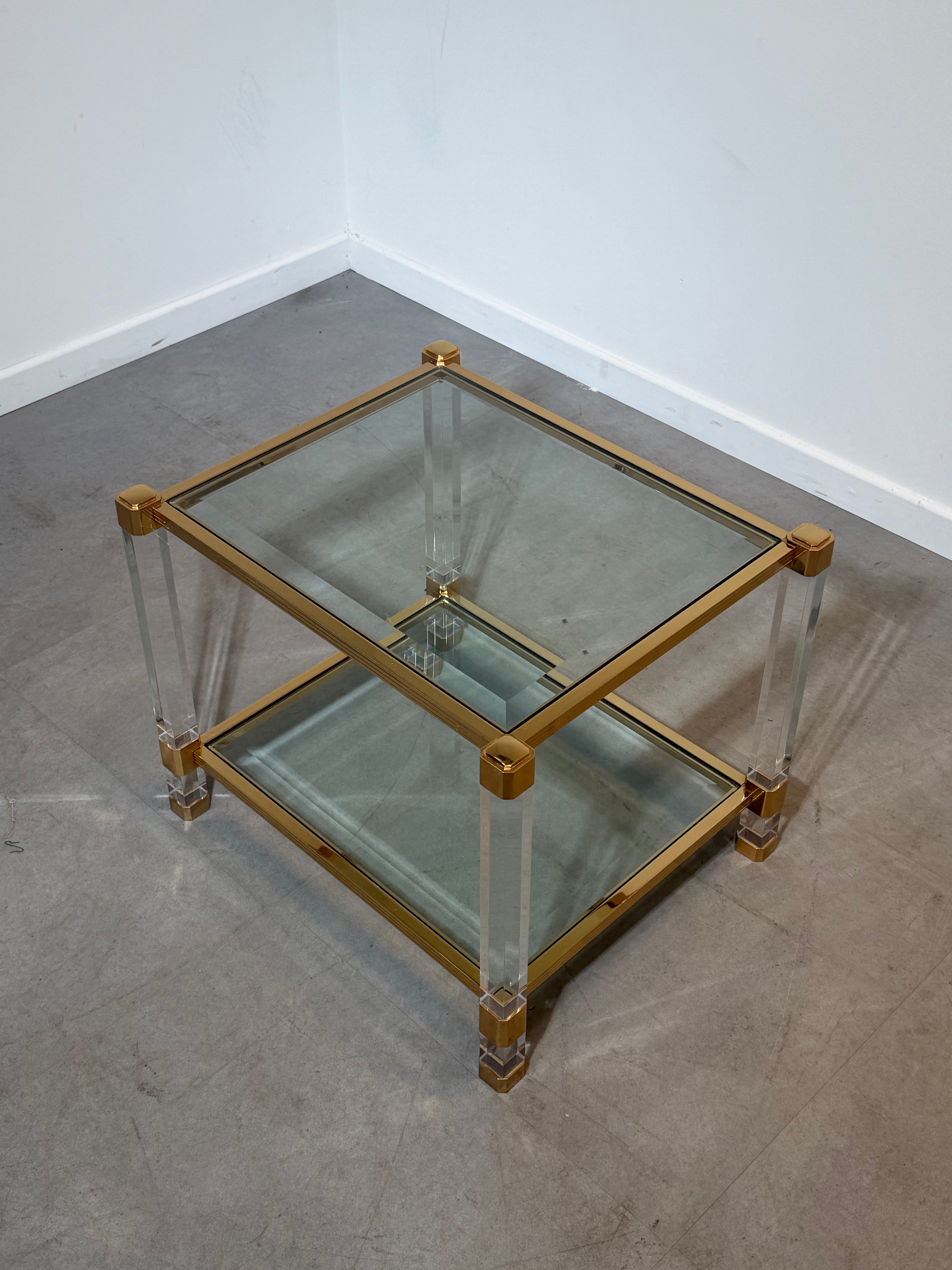 Vintage Brass & Lucite Sidetable