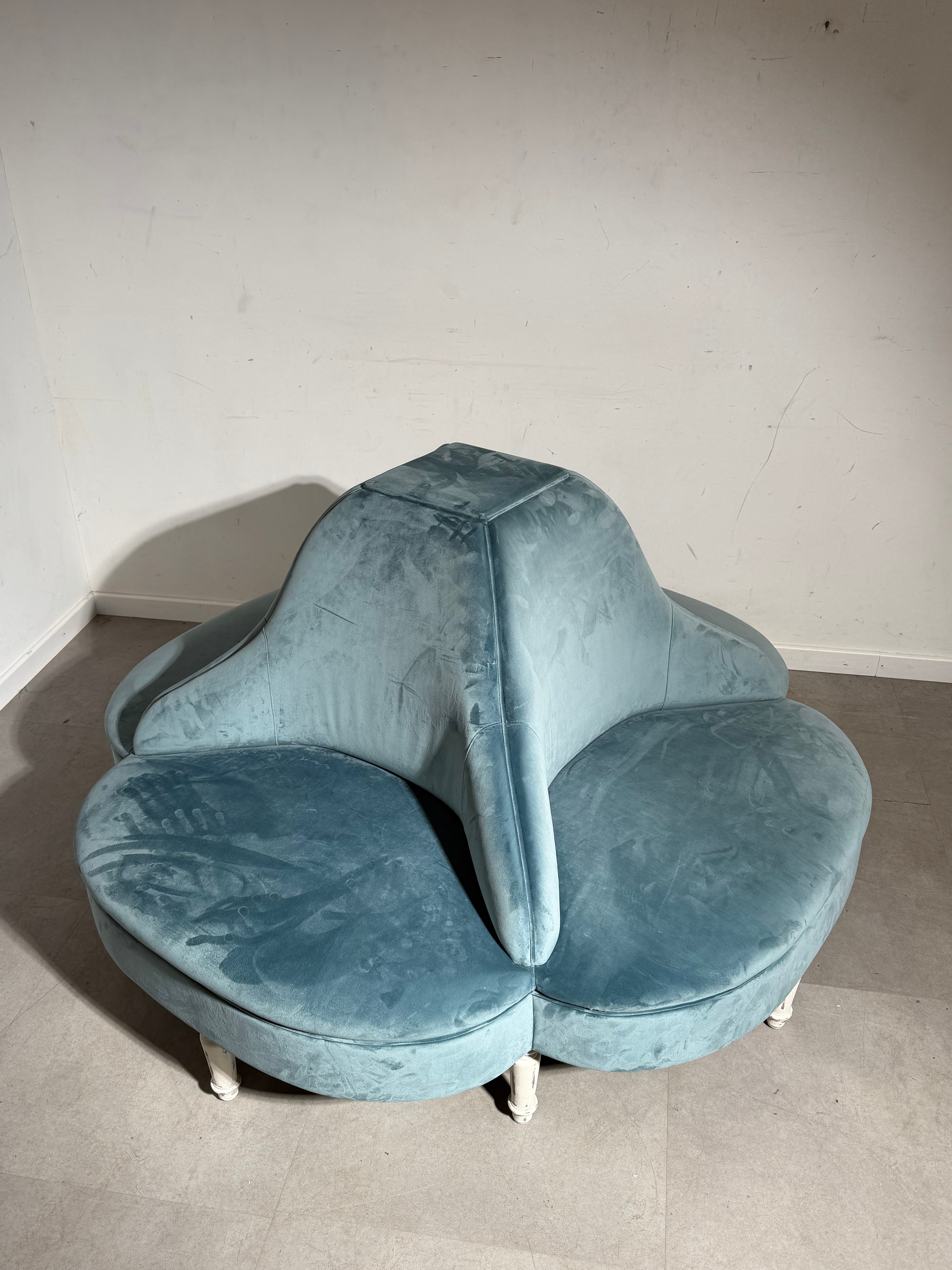 “Conversation” Sofa in Blue Velvet