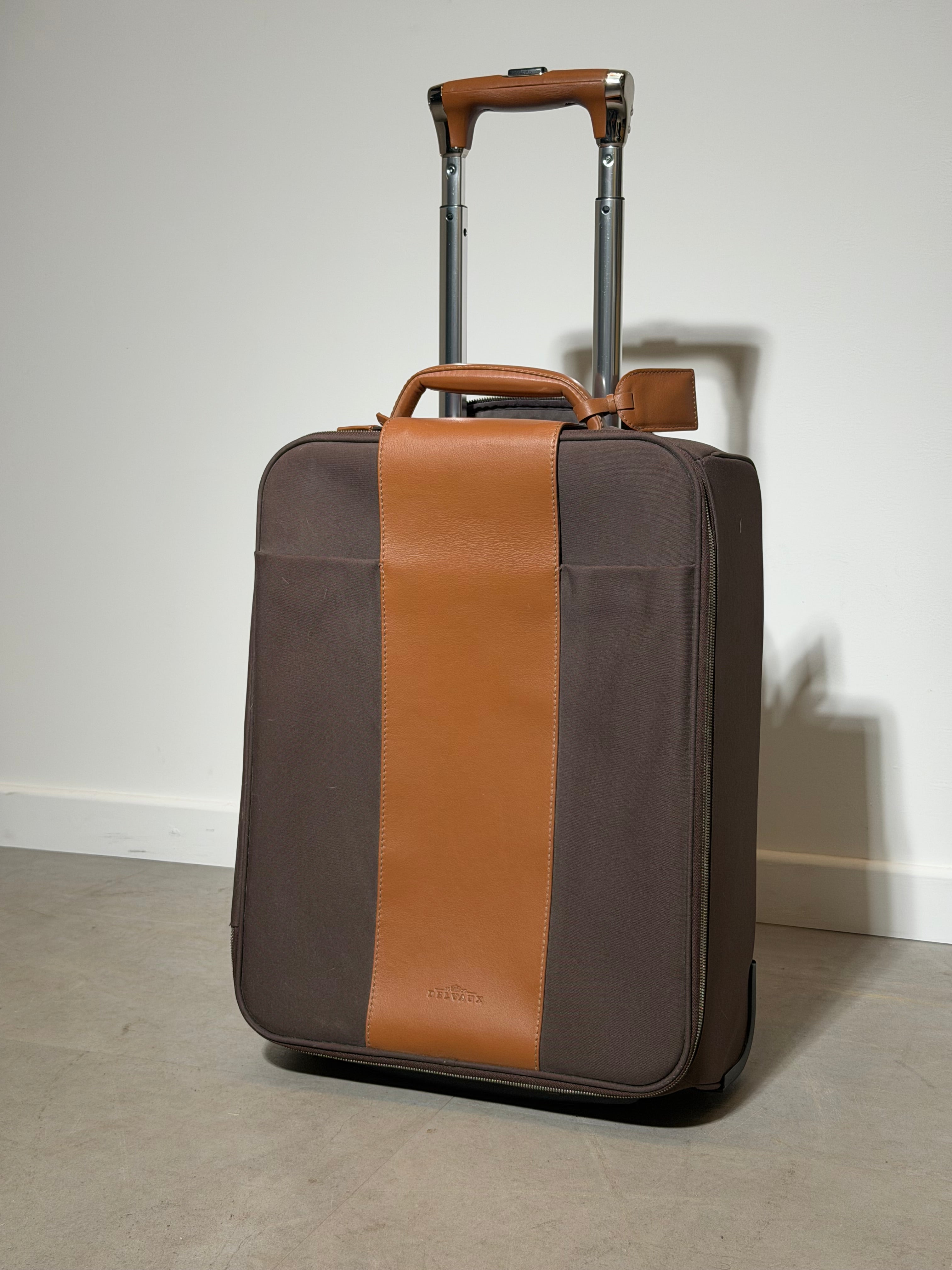 Delvaux Airess Rolling Hand Luggage – Brown & Cognac Leather Travel Case