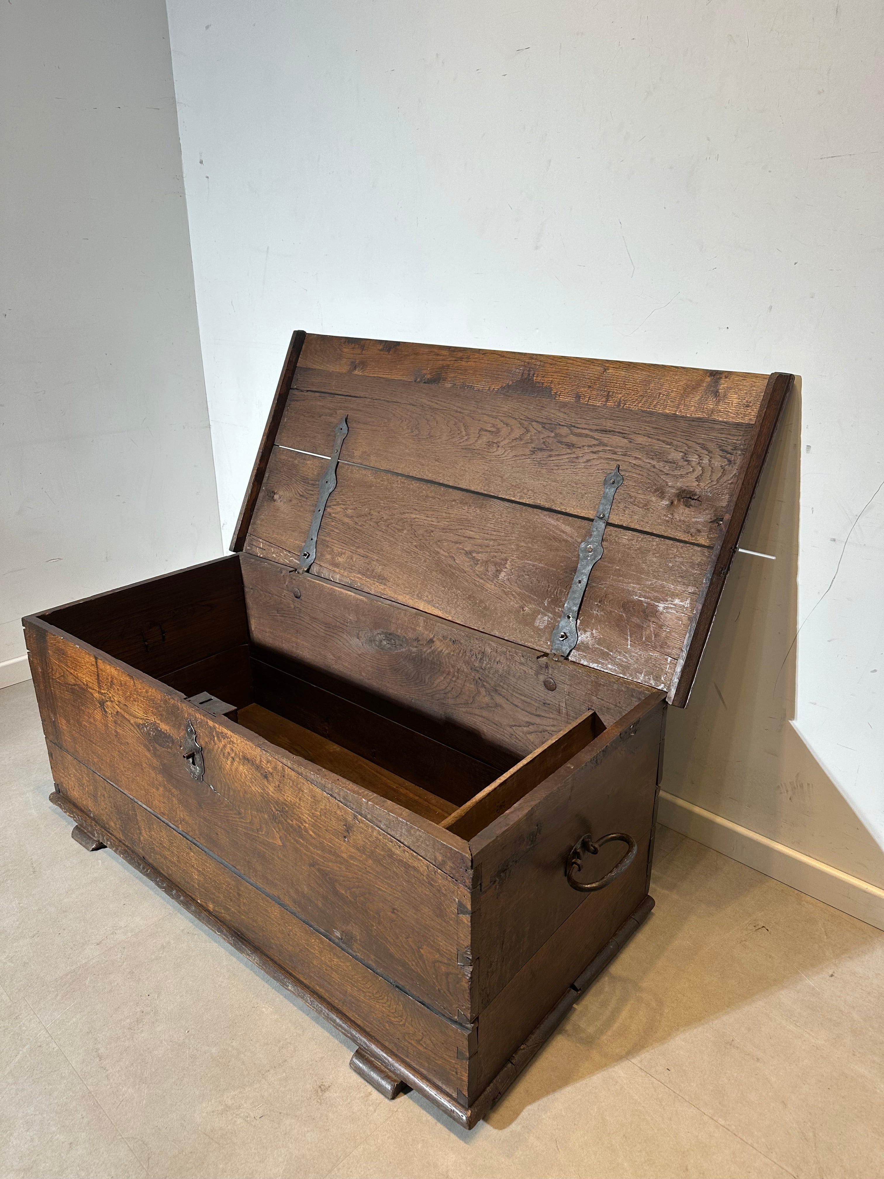 19th century antique wooden storage trunk