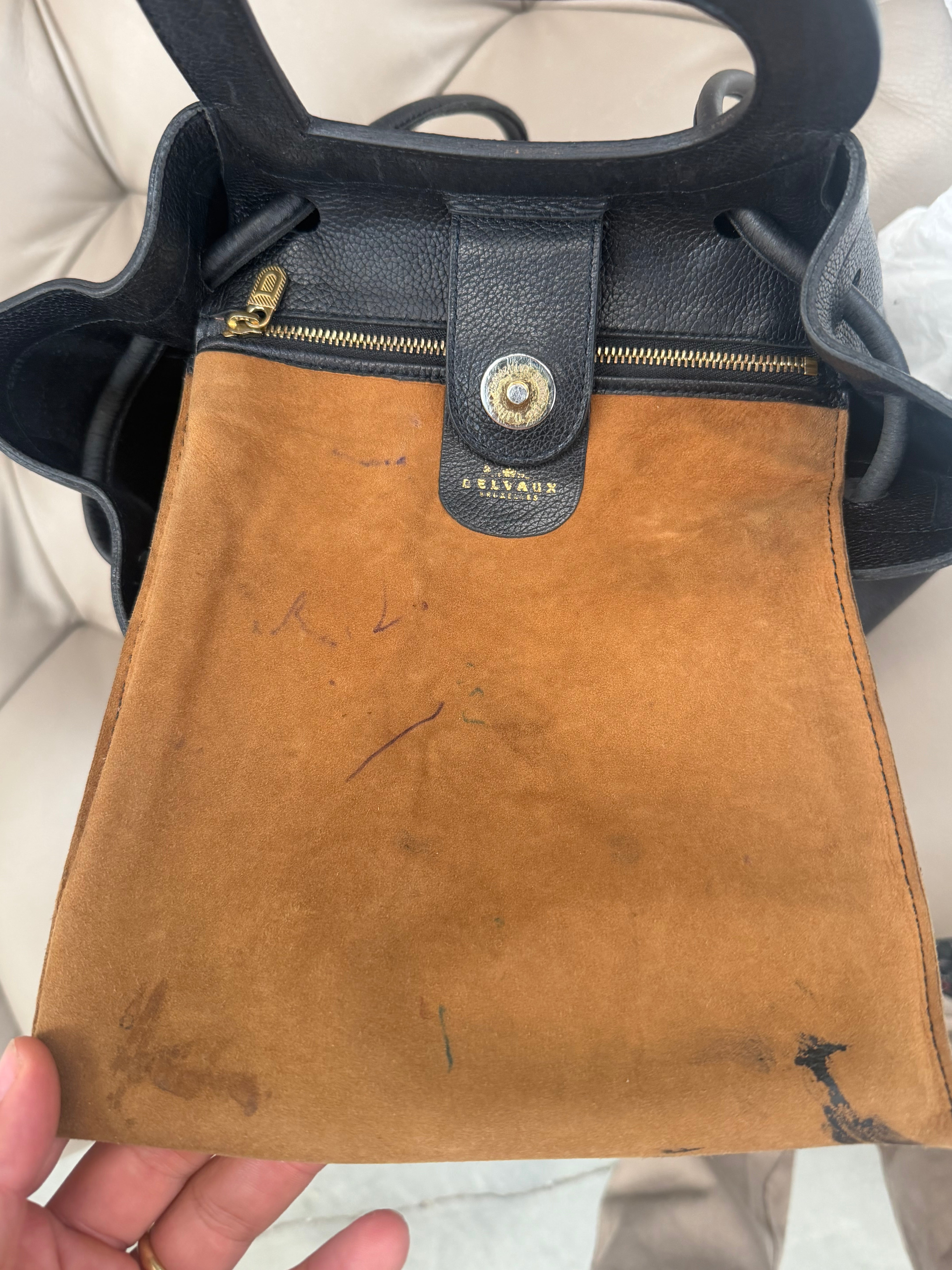 Delvaux Punch Black Toile de Cuir Handbag – 40 x 28 cm