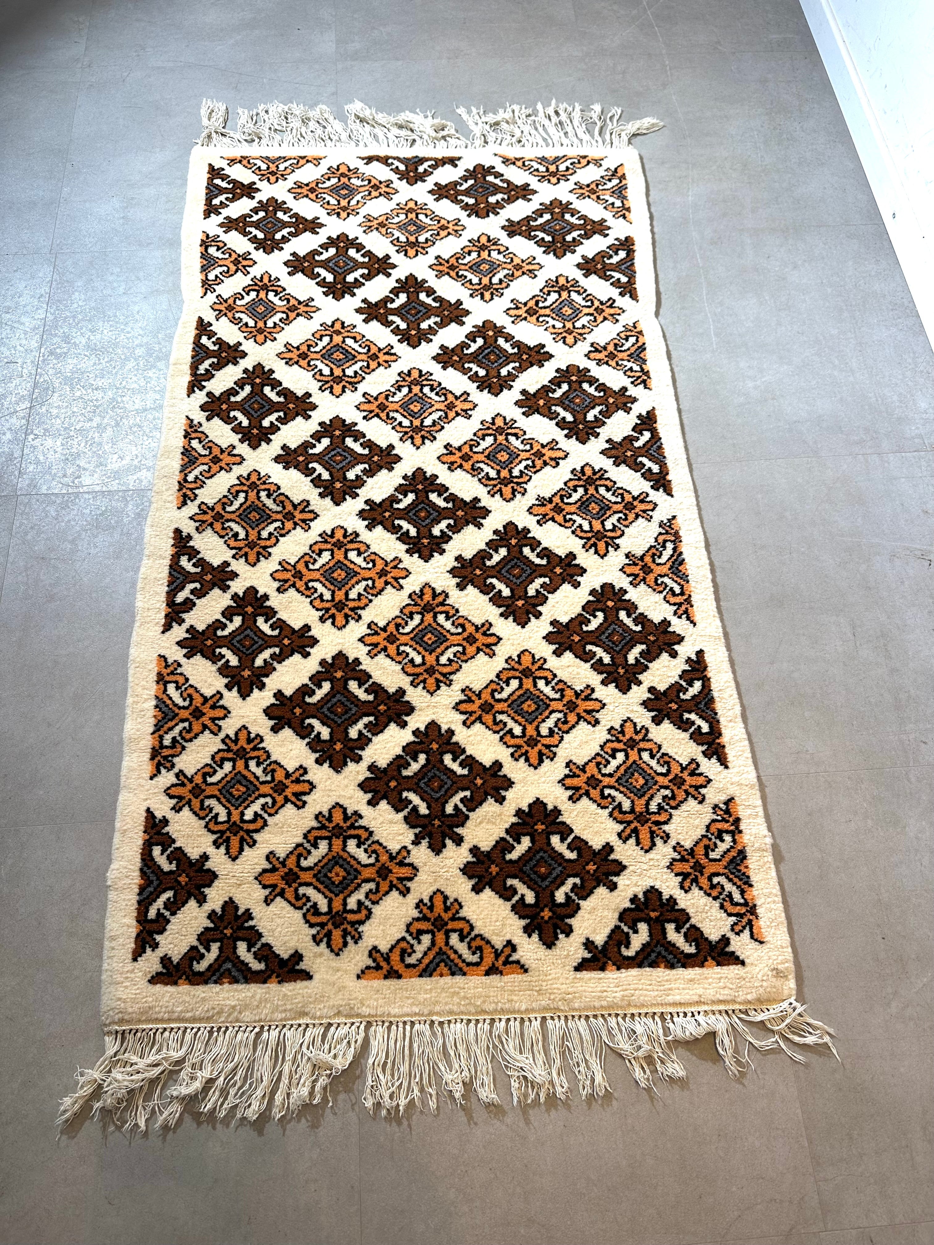 Vintage Tunisian Hand-Knotted Wool Rug
