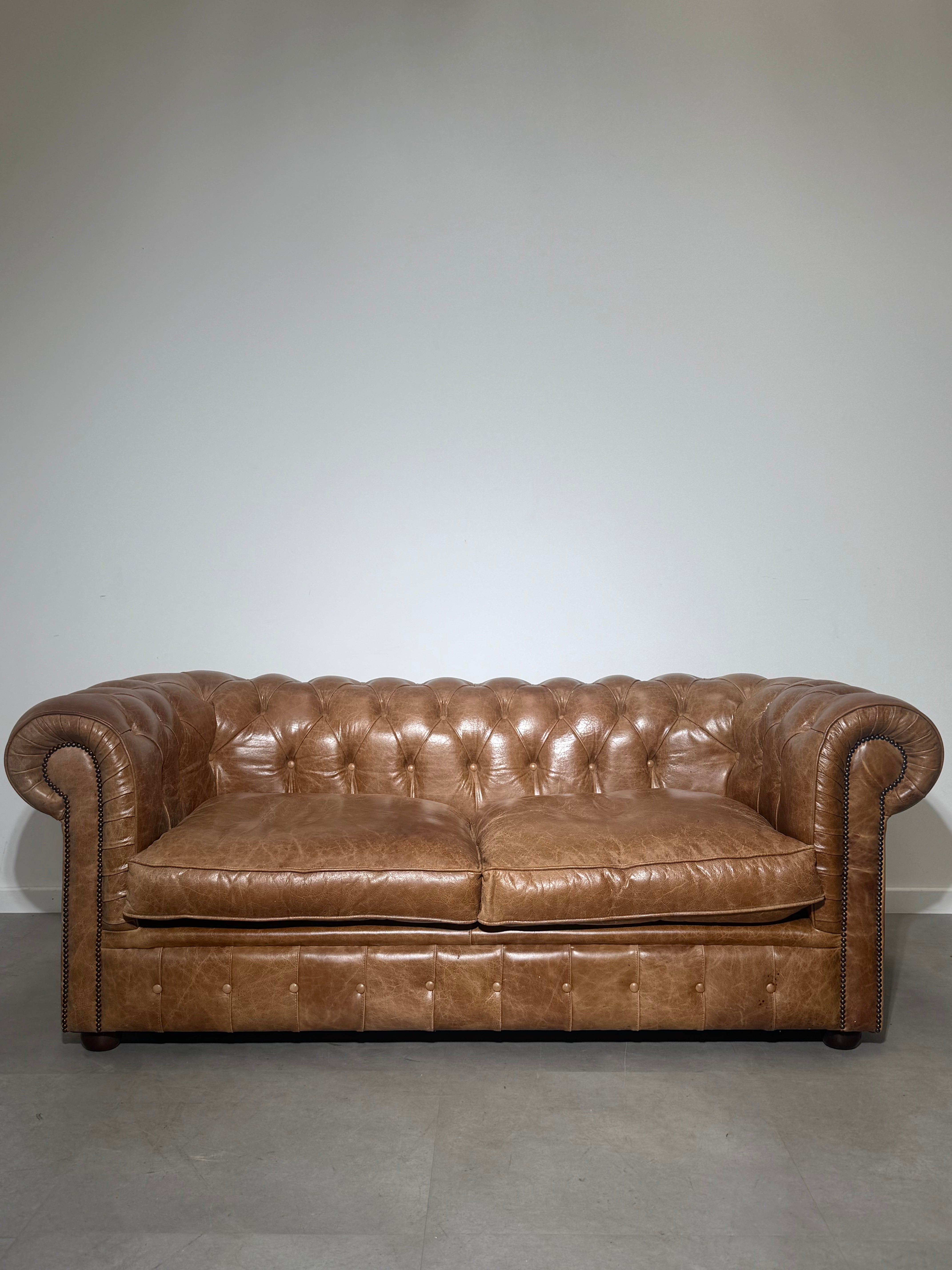 Vintage Chesterfield Sofa in Cognac Leather