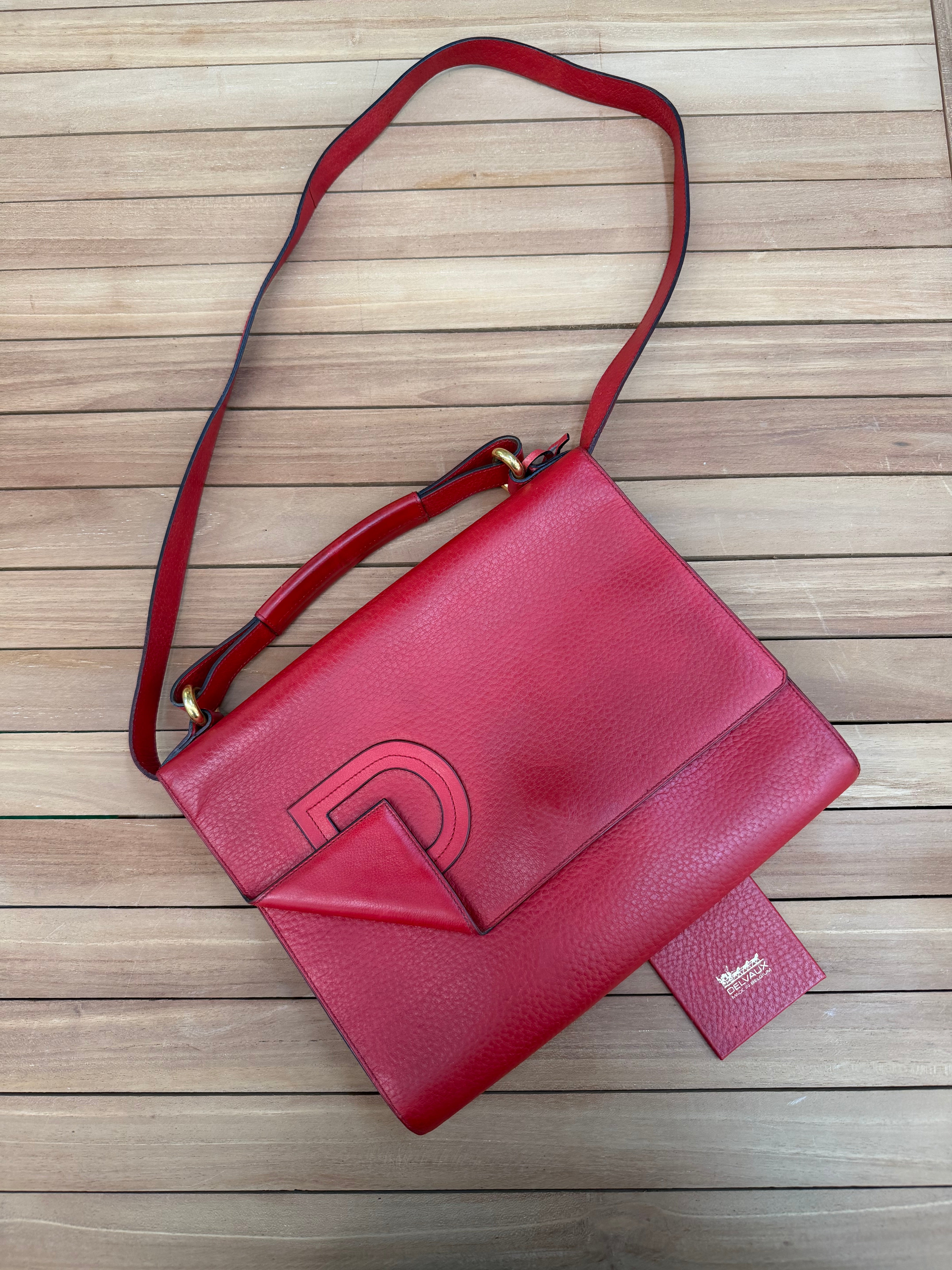 Delvaux Top Handle & Crossbody Bag – Red Leather