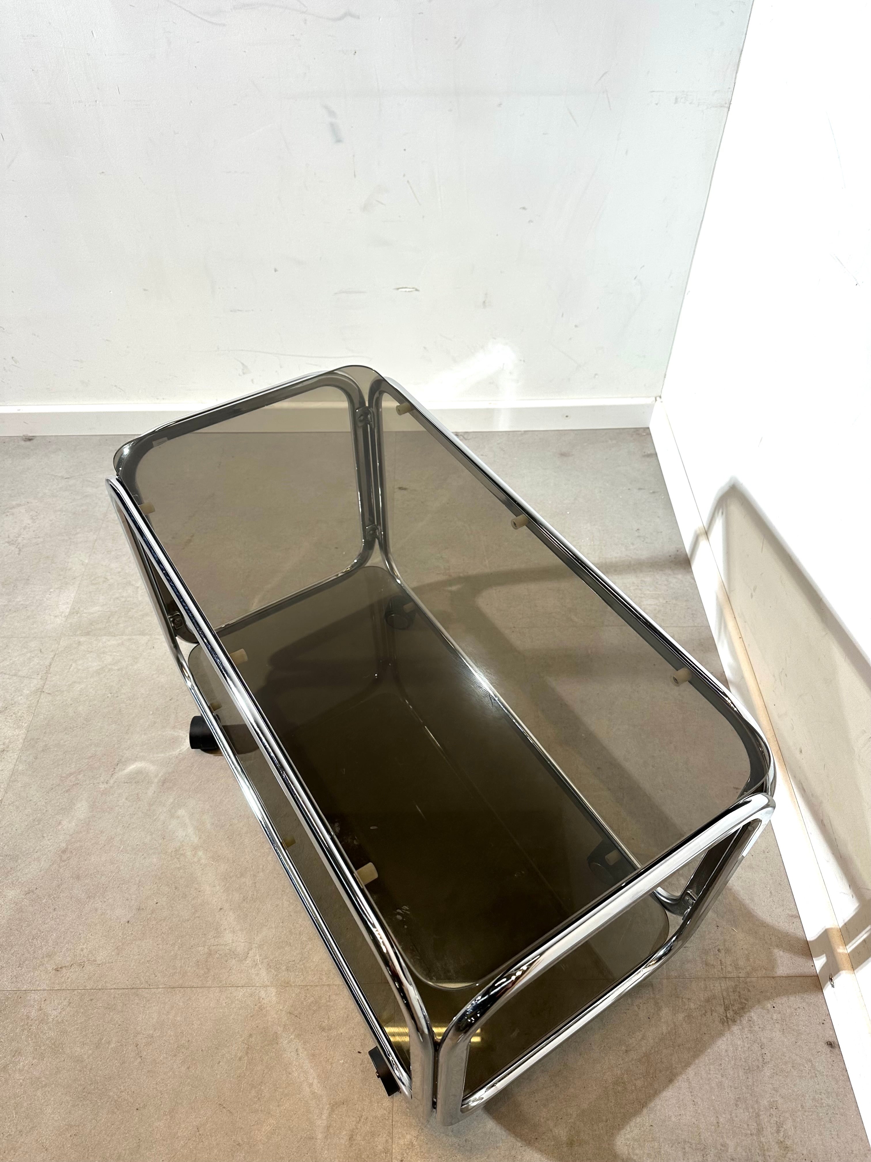 Vintage chrome & smoked glass trolley