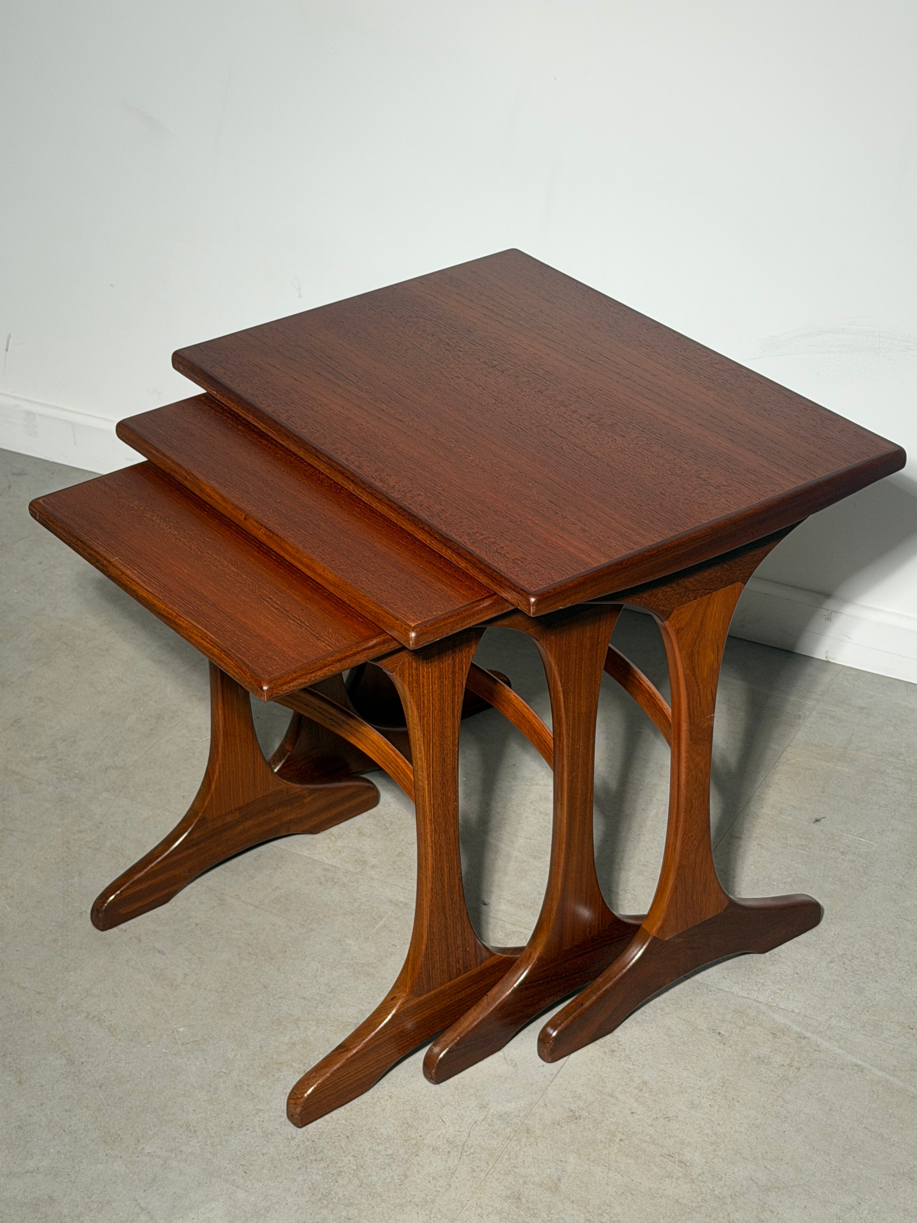 Vintage Teak Nesting Tables – Set of Three – Mid-Century Modern