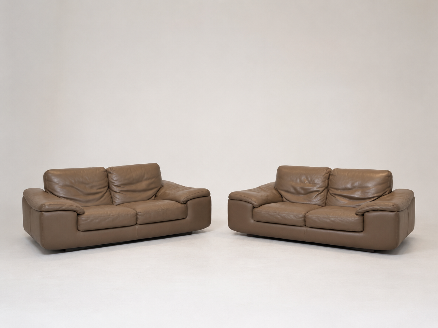 Taupe Leather 2-Seater Sofas
