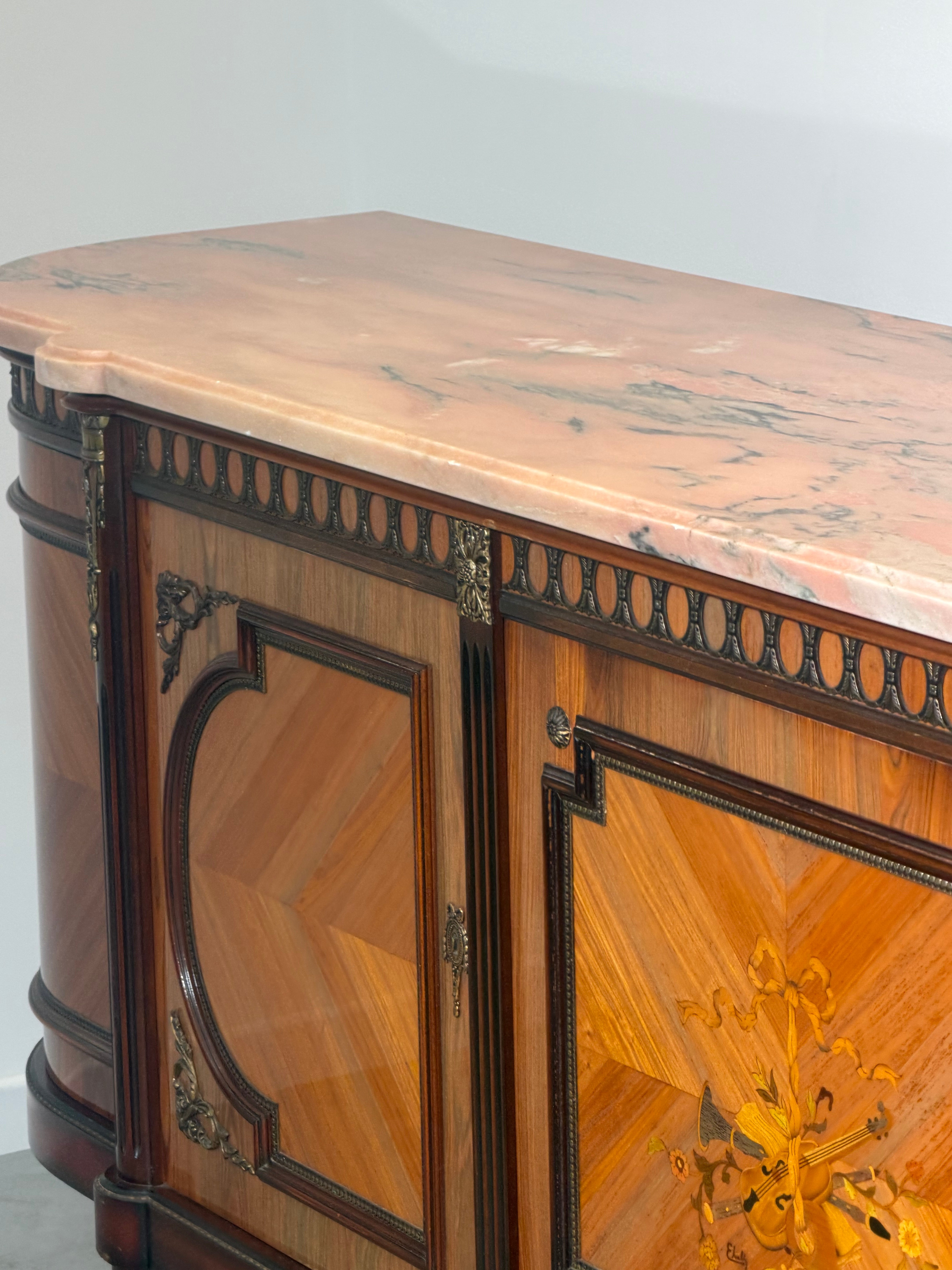 JP Ehalt Louis XVI Style Sideboard with Pink Marble Top