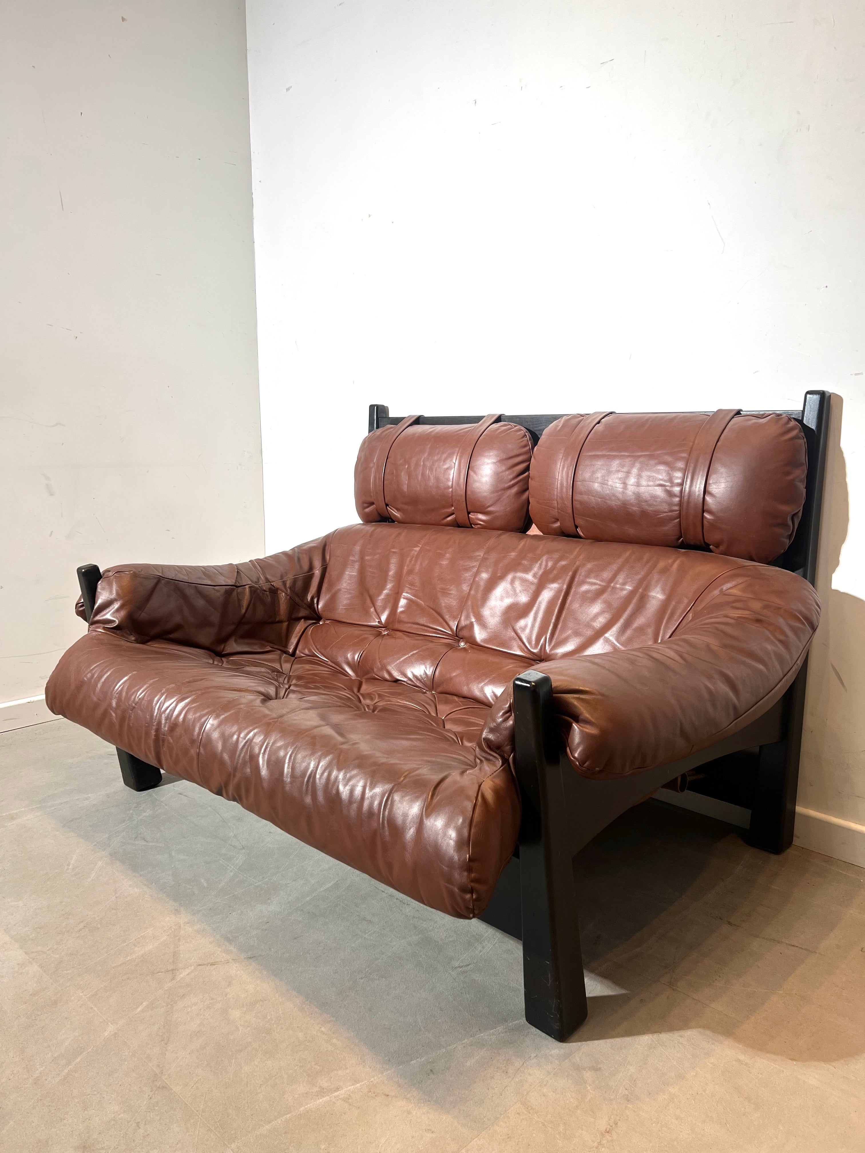 Gerard Van Den Berg Leather 2-Seater Sofa – Cognac Brown