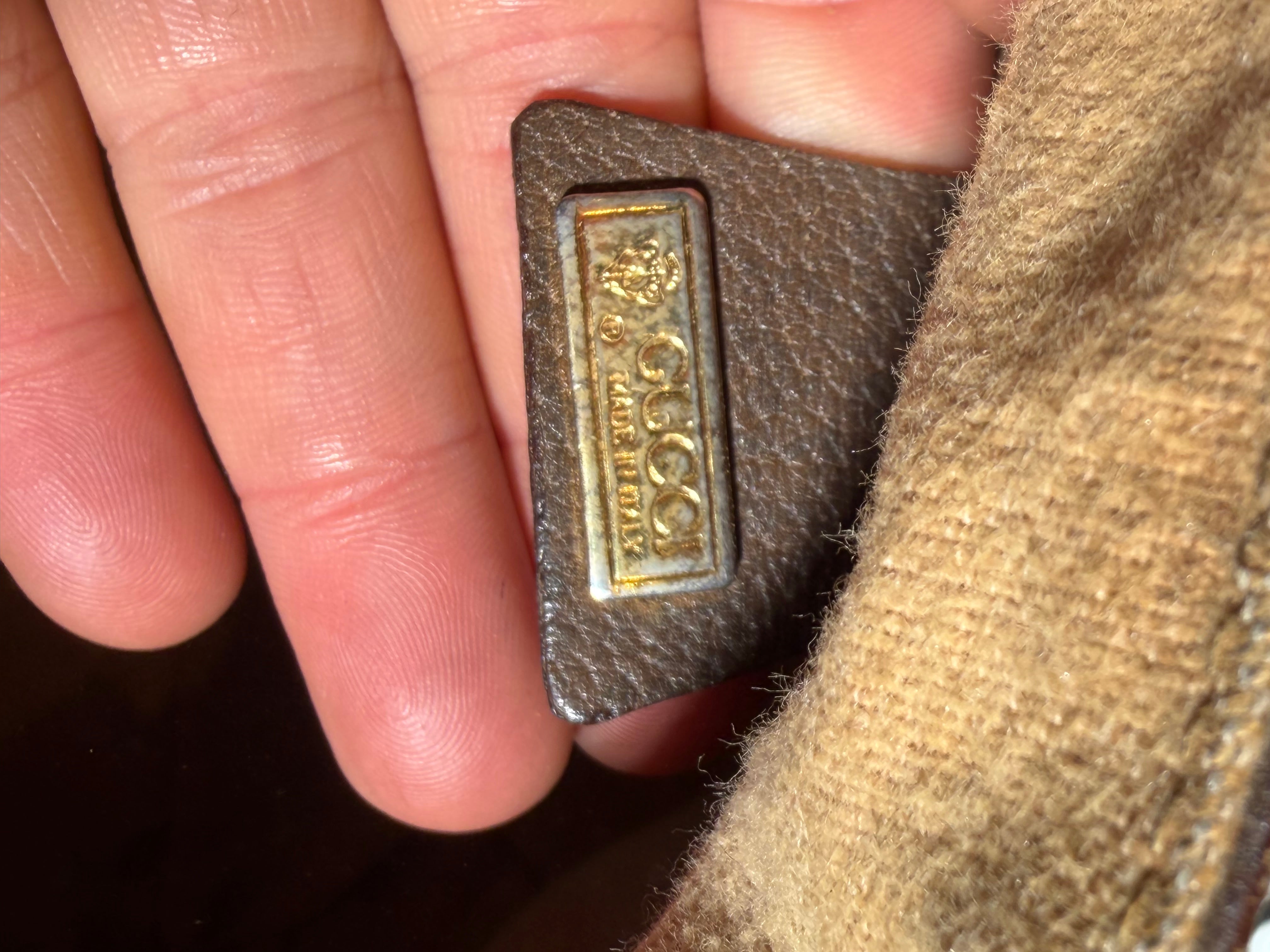 Vintage Gucci GG Canvas Crossbody Bag – Brown Leather Trim