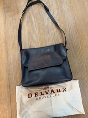 Delvaux Large Crossbody / Laptop Bag – Black Leather – 34 x 30 cm