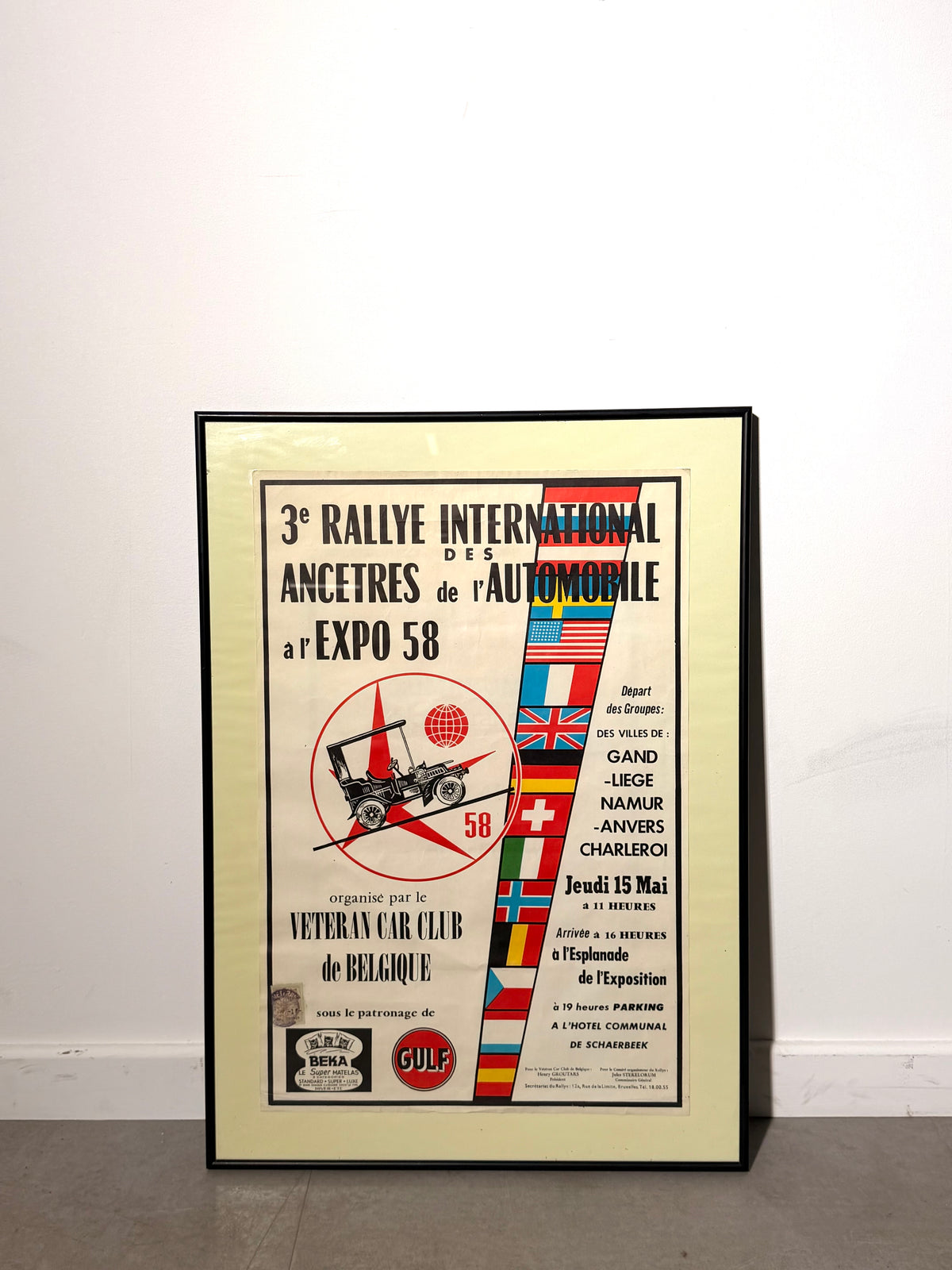 Original 1958 Expo 58 Poster – 3e Rallye International des Ancêtres de l’Automobile