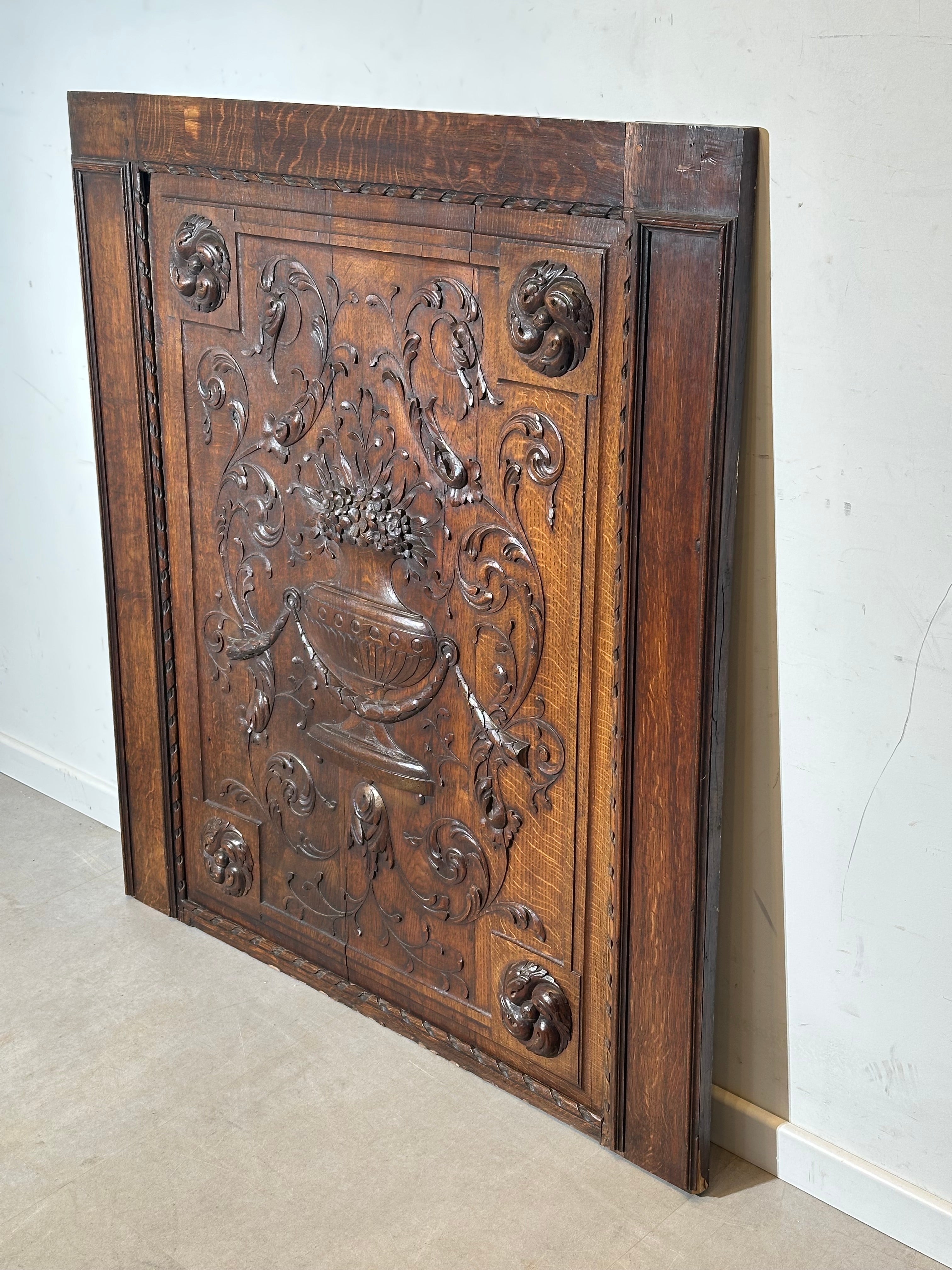 19th century carved oak wall panel