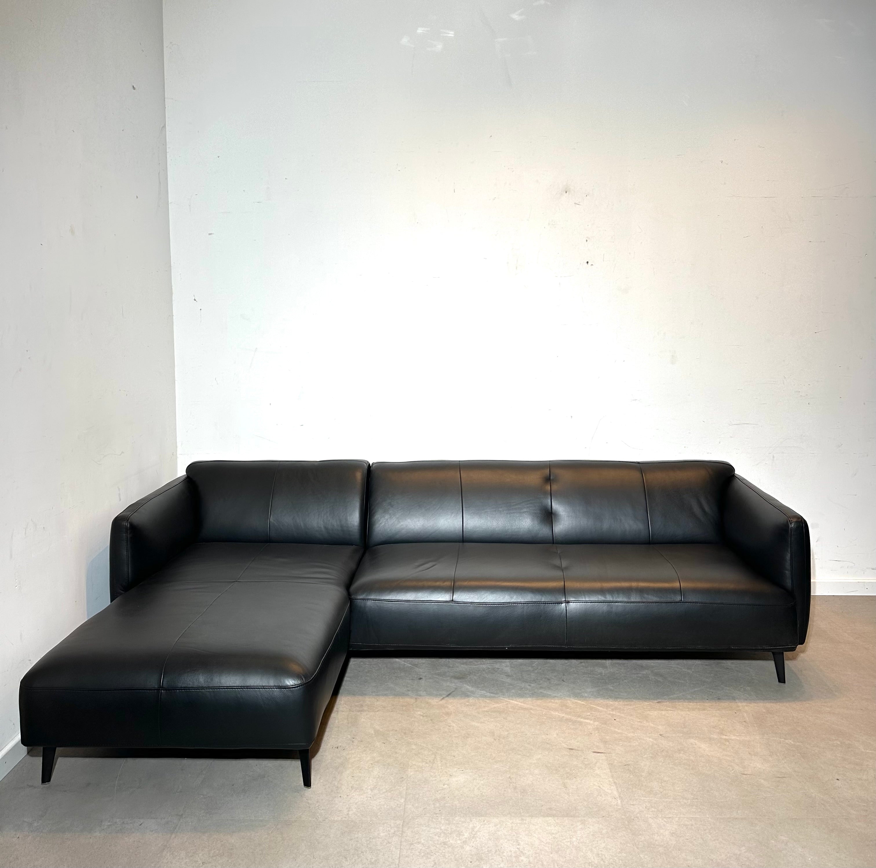 BoConcept Black Leather Corner Sofa