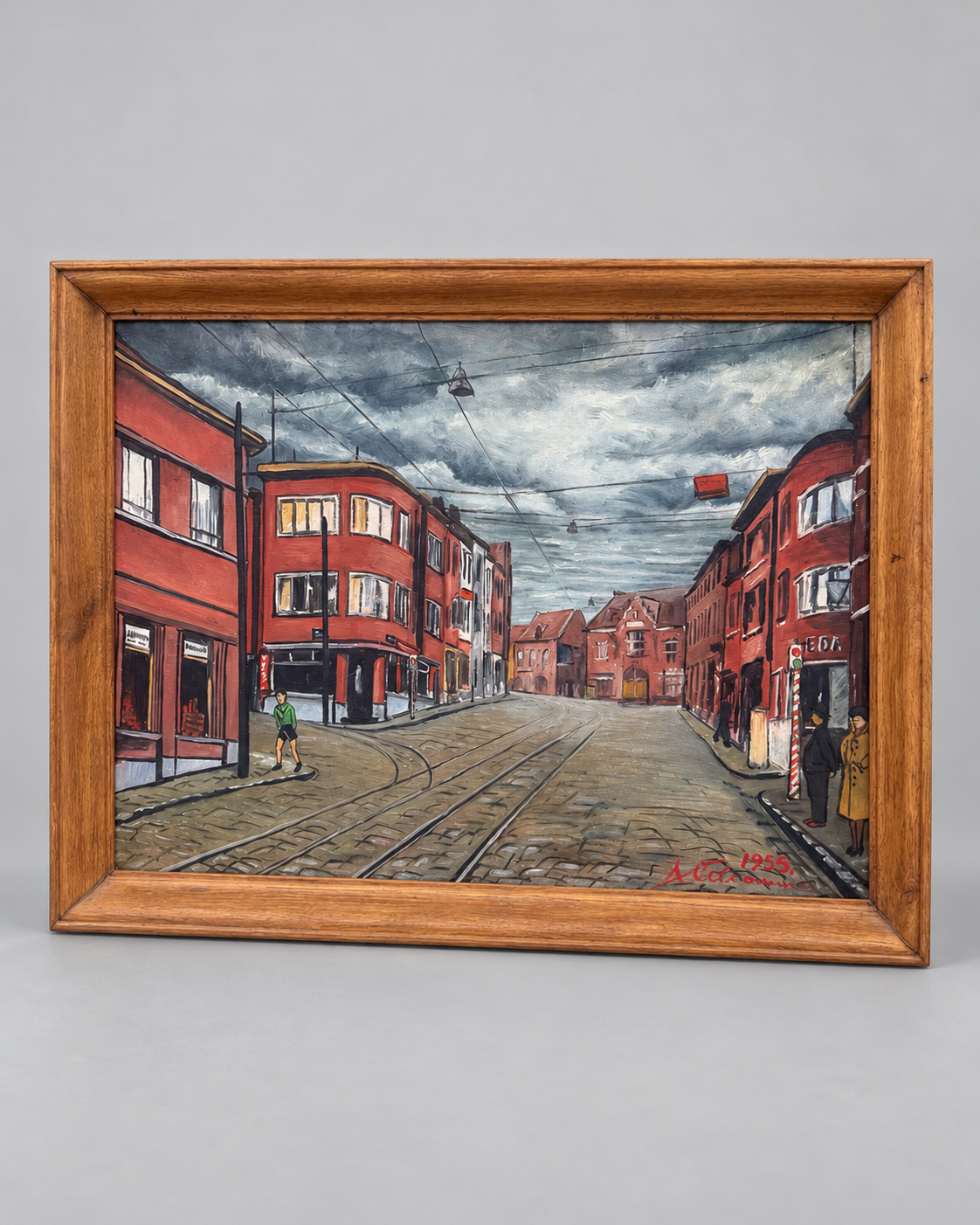 Diestsesteenweg, Leuven – Signed Oil on Canvas, 1955