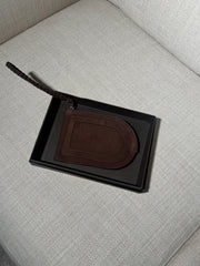 Delvaux Pin D Zip Pouch – Dark Brown Leather – Original Box