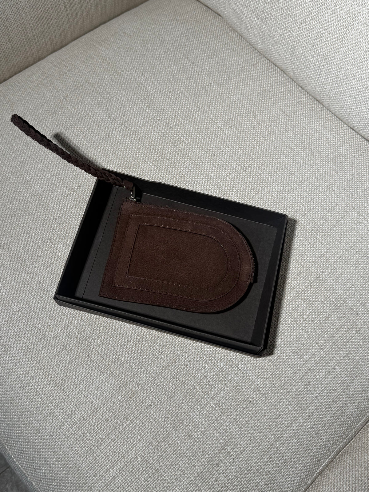 Delvaux Pin D Zip Pouch – Dark Brown Leather – Original Box