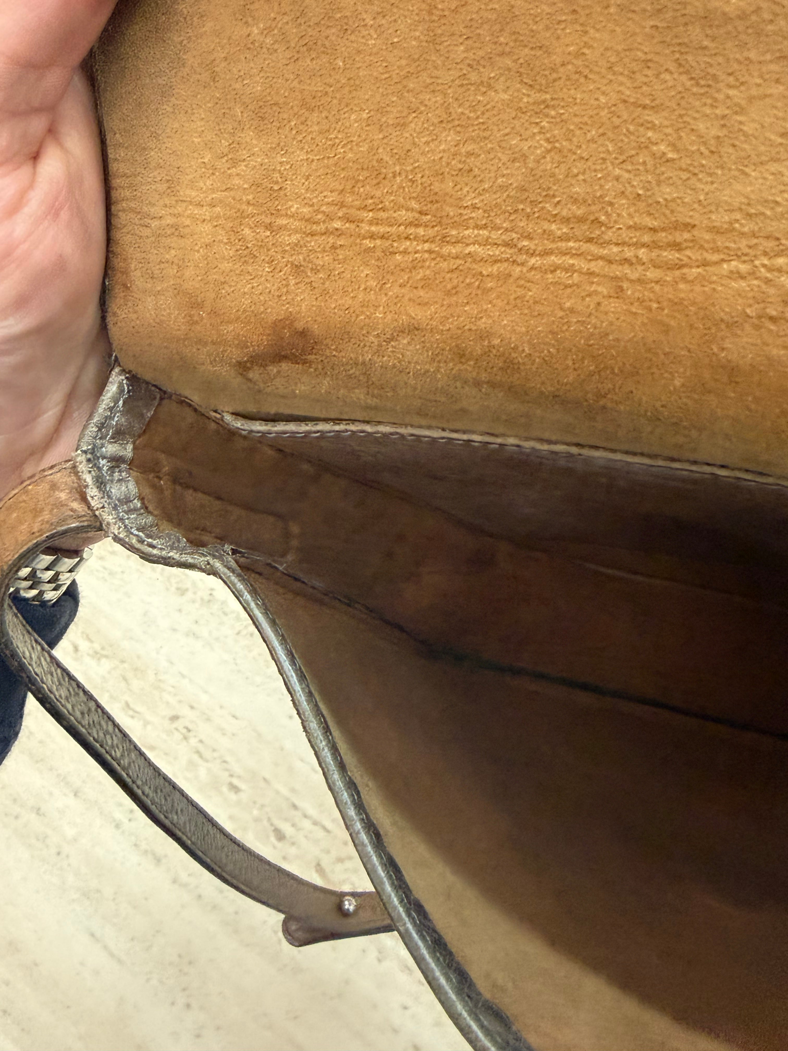 Delvaux Bicolour Leather Crossbody Bag – Green & Brown