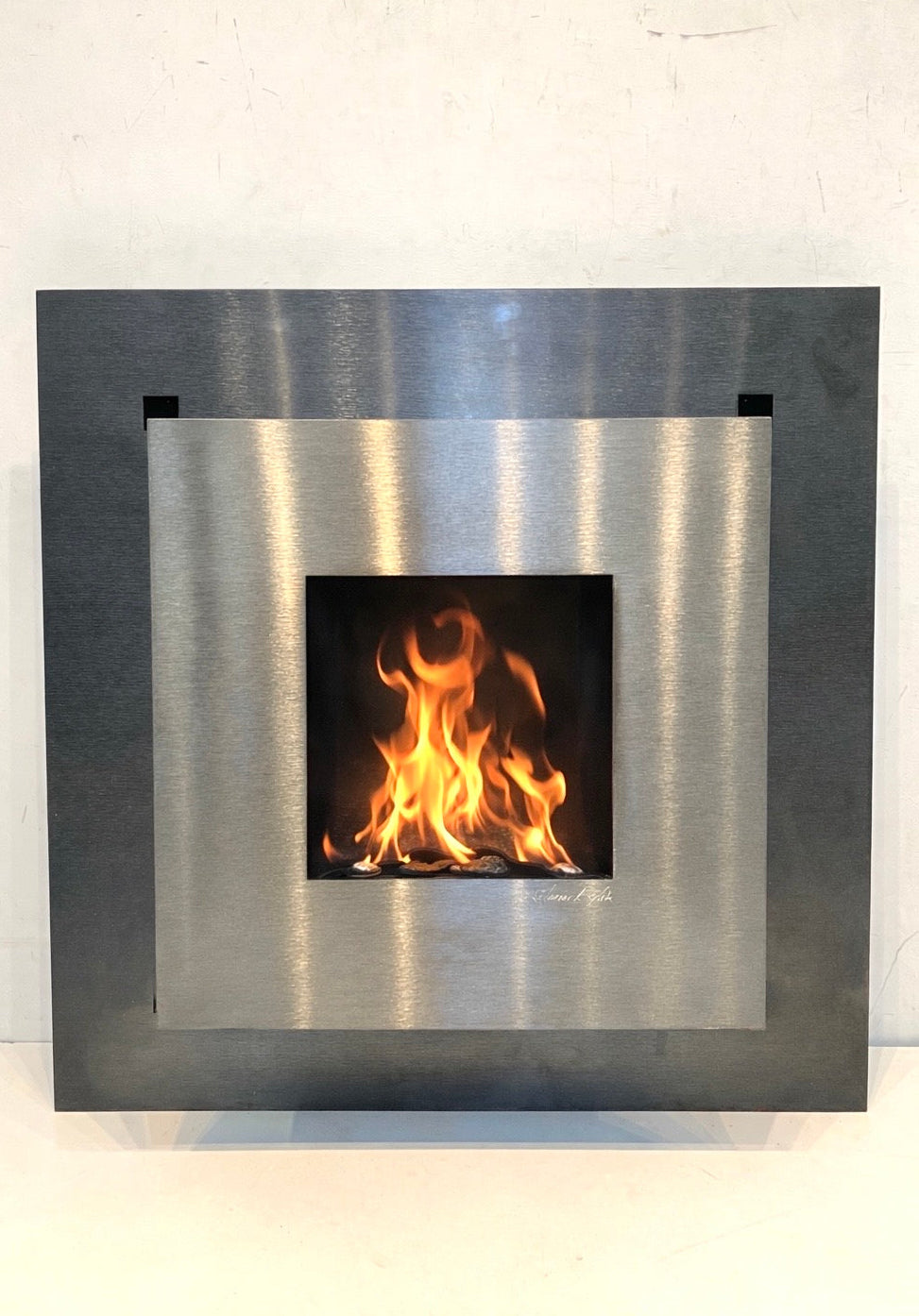 Modern bio ethanol wall fireplace – stainless steel