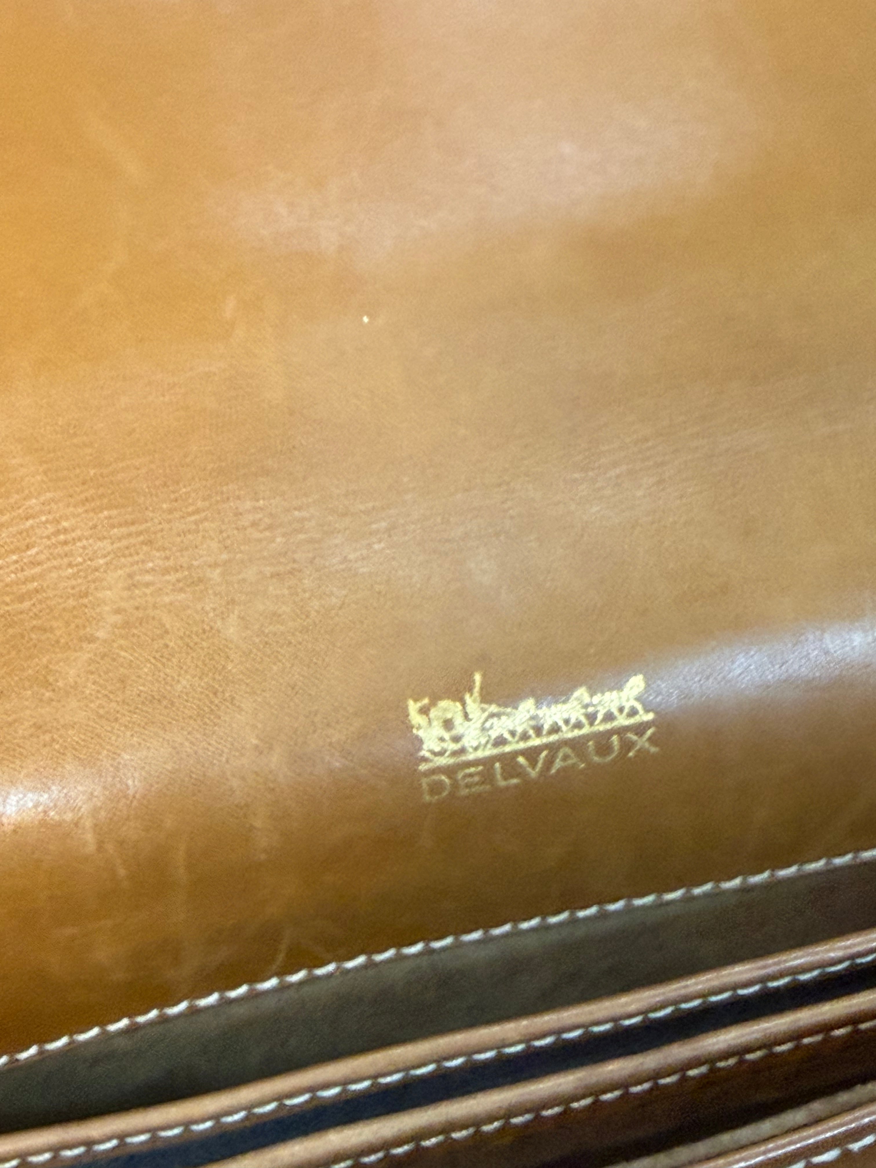 Delvaux Cognac Leather Crossbody Bag – 29 x 21 cm