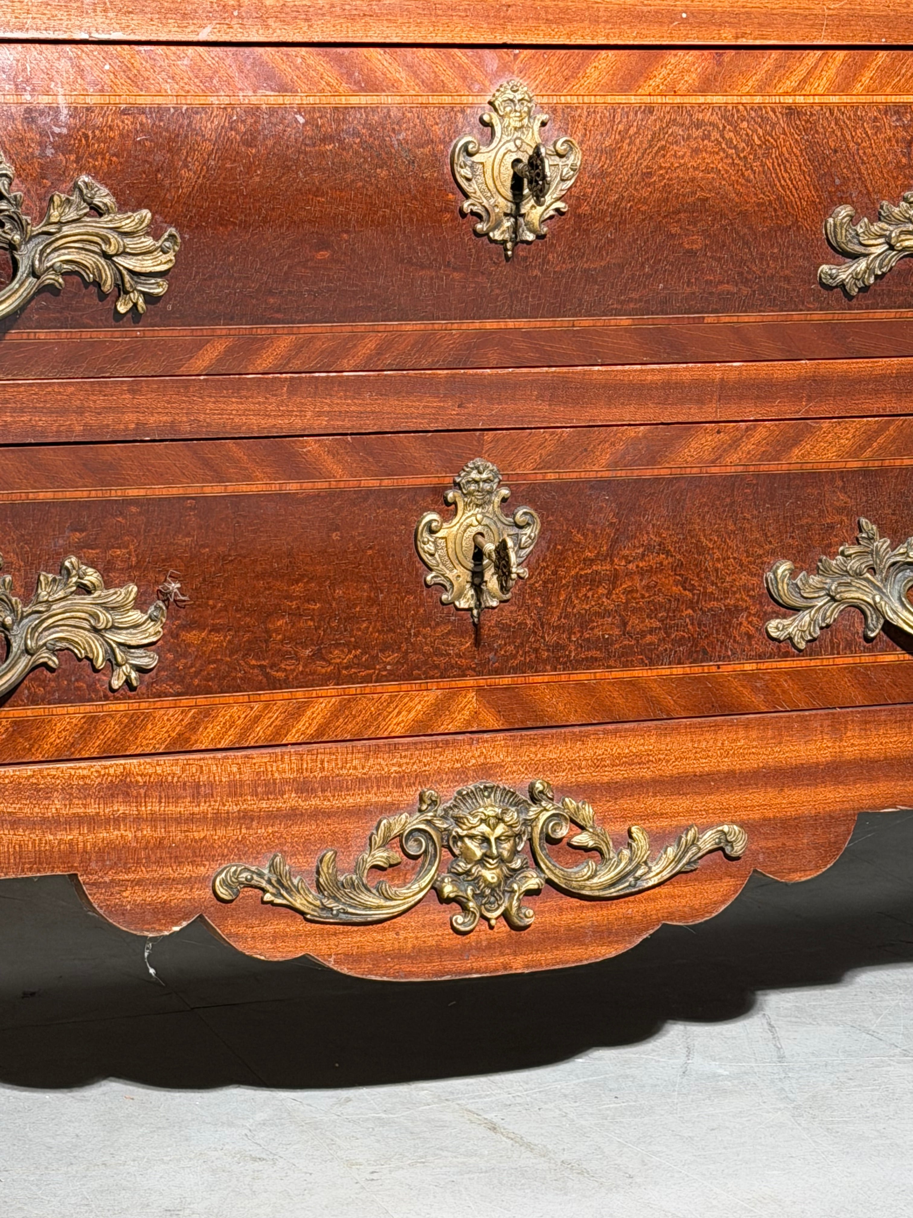 Antique Louis XV Style Marble Top Commode with Bronze Mounts