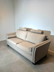 Contemporary Beige Fabric 3-Seater Sofa with Headrests
