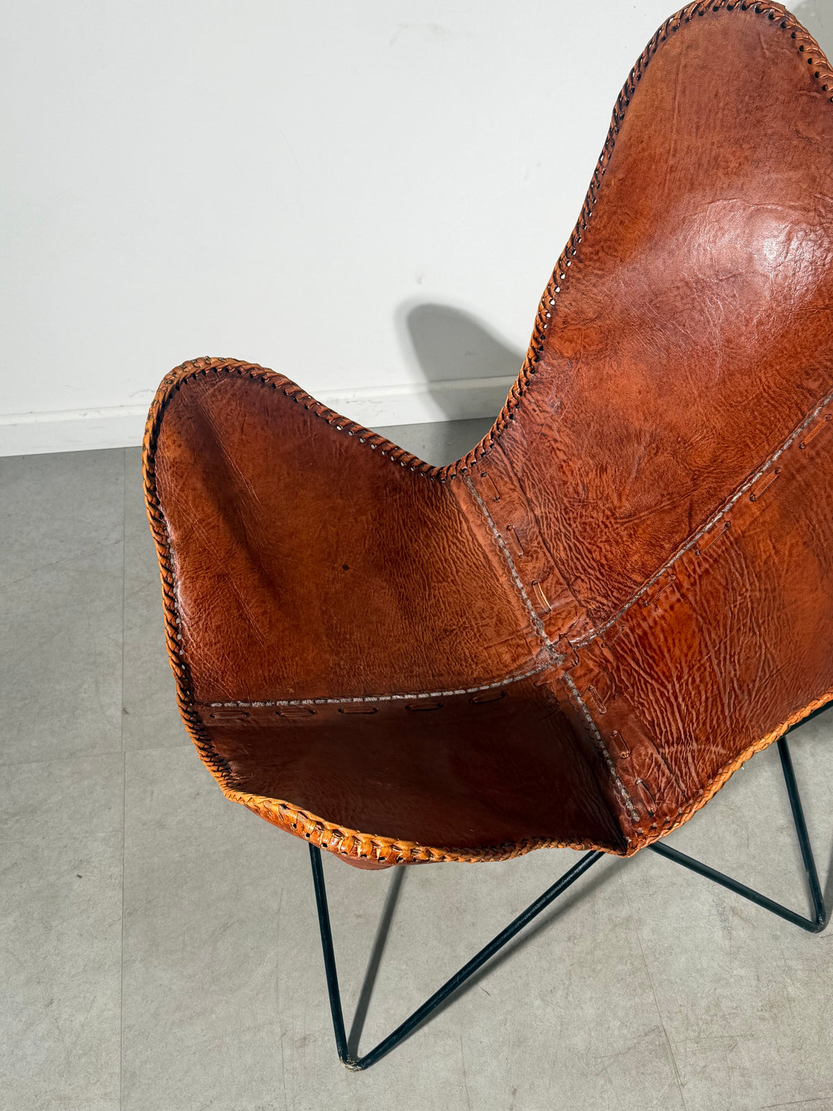 Cognac Leather Butterfly Lounge Chair