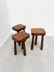 Brutalist Stool in Solid Elm Wood