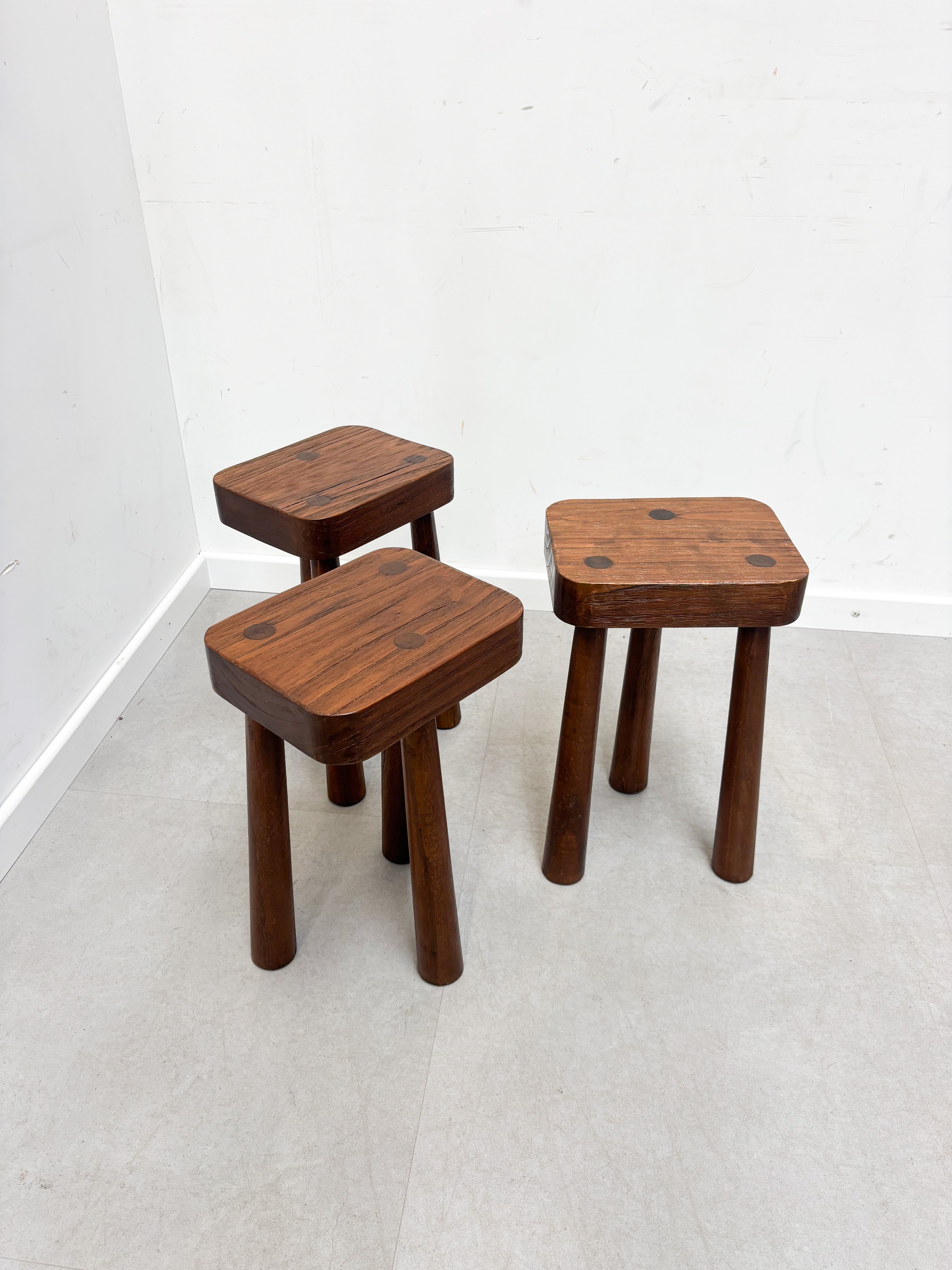 Brutalist Stool in Solid Elm Wood